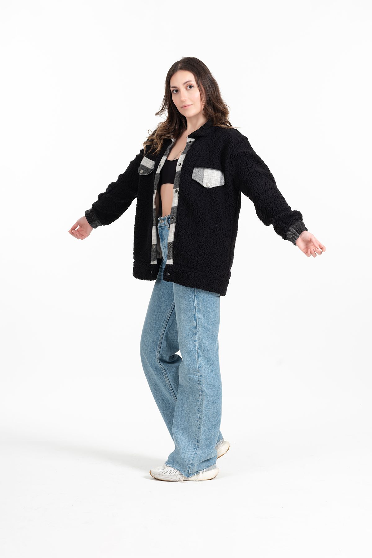 Affaly-Women's Oversize Plush Lumberjack Shirt – Warm Holder Stylish Casual Jacket 2