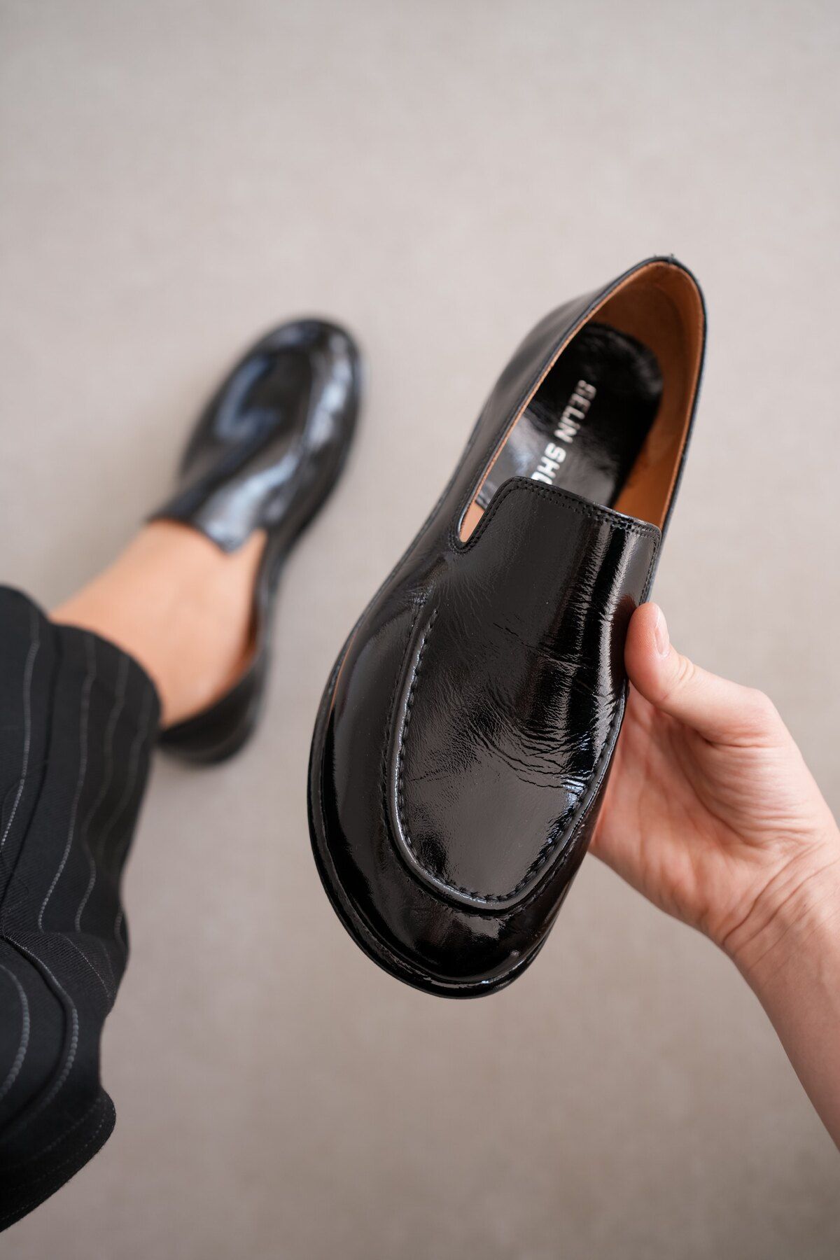 selinshoes-Loafer de damă Cobie din piele naturală - Piele lacuită neagră 5