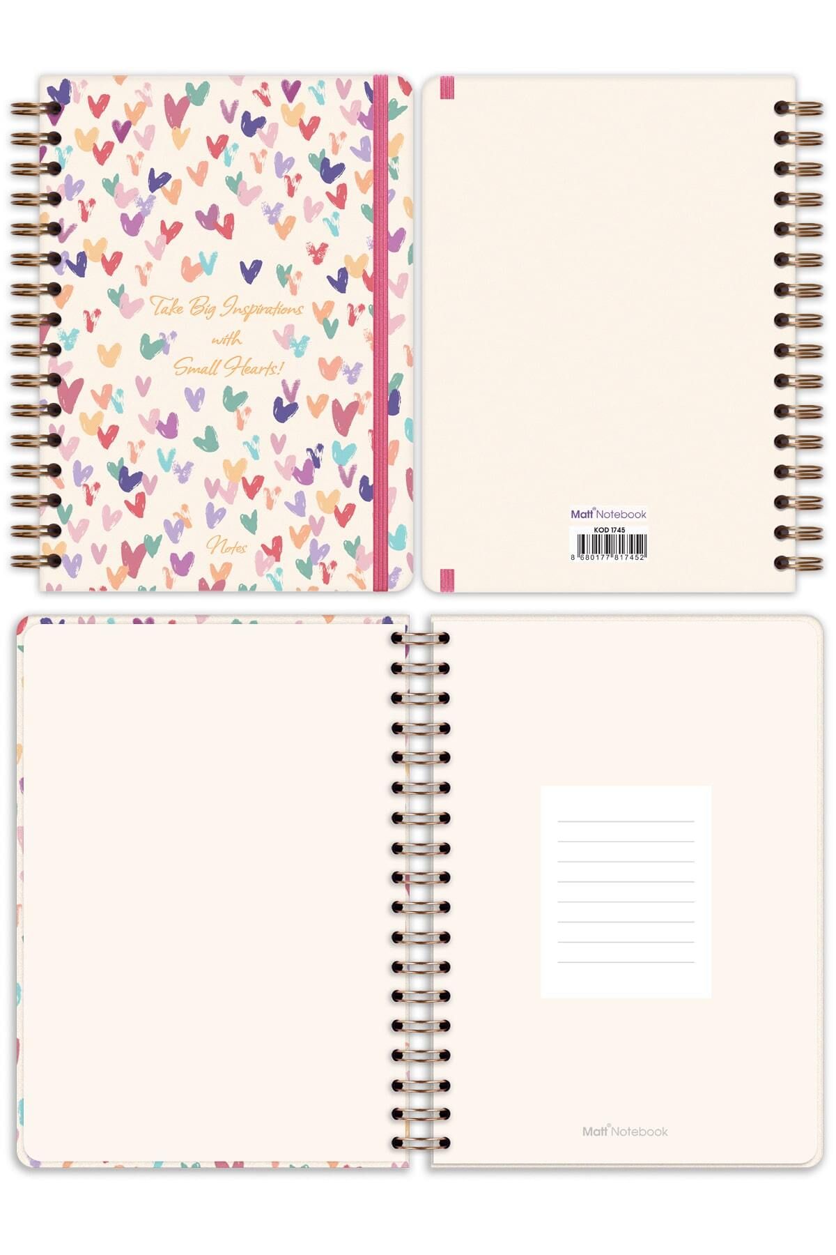 Matt Notebook-Spirlli Lastikli A5 15X21 cm Kalplersiz Notepad 6