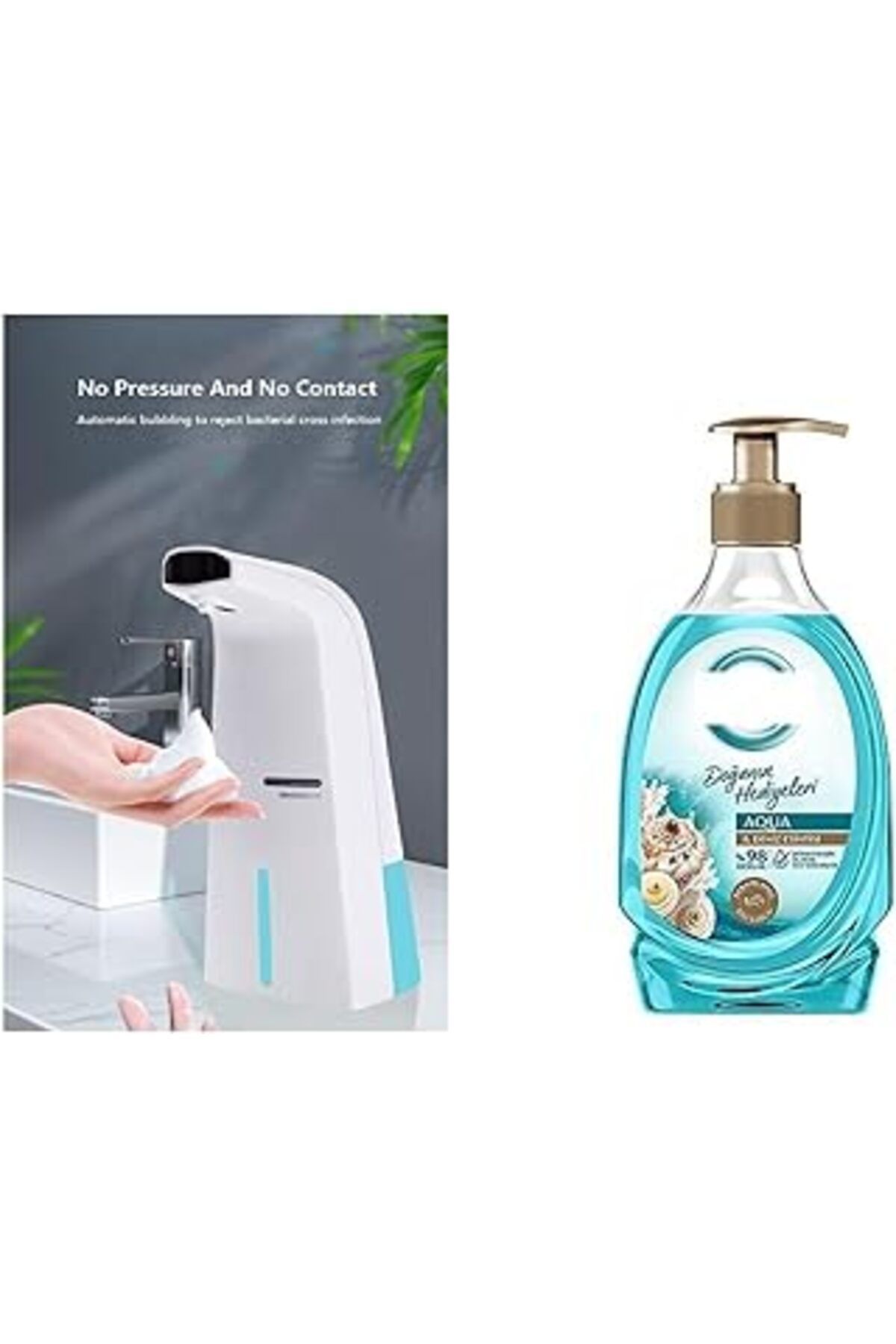 robotrend Bosphorus Homi Sensörlü Fotoselli Sivi Sabunluk 10X5X21Cm Ve1 Adet 392Ml Sivi Sabun Aqua Ve Deniz