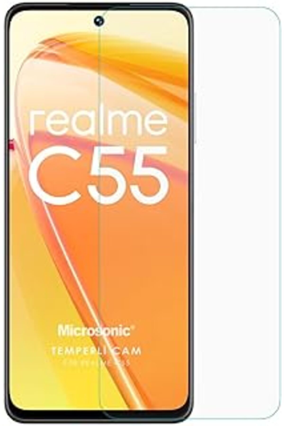 Pazarcan Microsonic Realme C55 Tempered Glass Cam Ekran Koruyucu [Realme C55 Ile Uyumlu Ekran Koruyucu - Şef