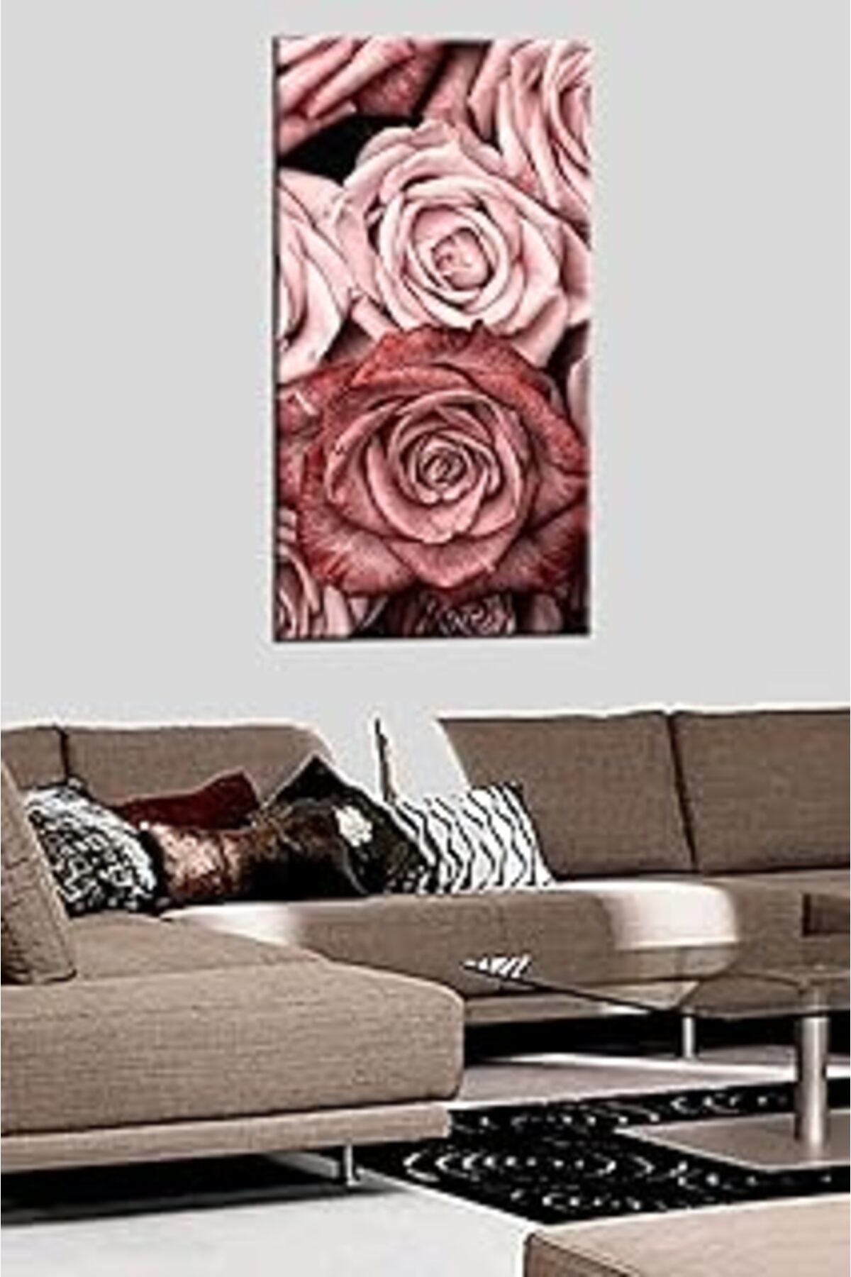 Pazarcan Talya Tablo Gül Kurusu Tonunda Güller. 100X50 Cm. Zengin Içerik Için Mağazamızı Ziyaret Ediniz.. 10
