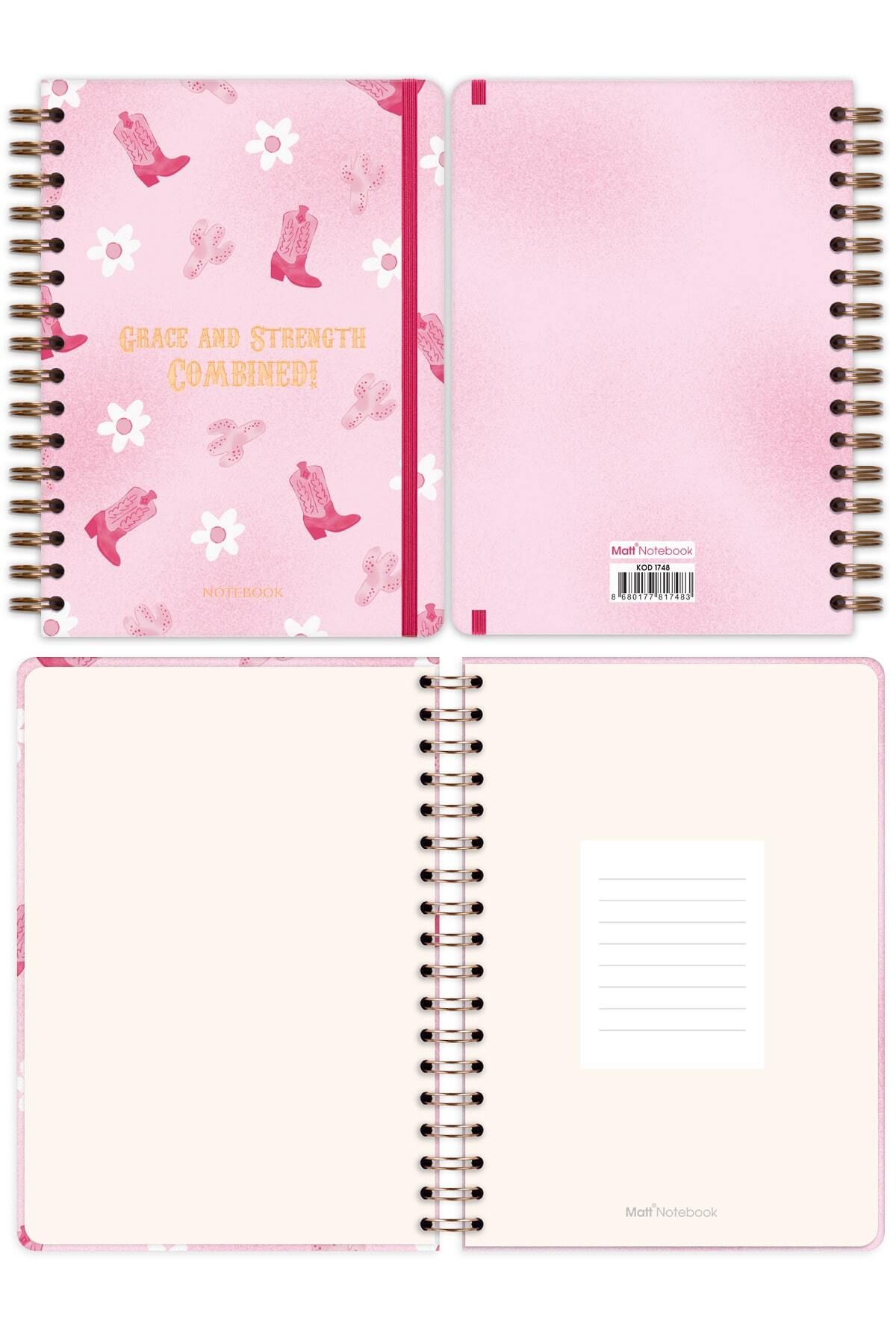 Matt Notebook-Spirilli Elastic Dotted A5 Notepad 15X21 cm Cowgirl Boots 6