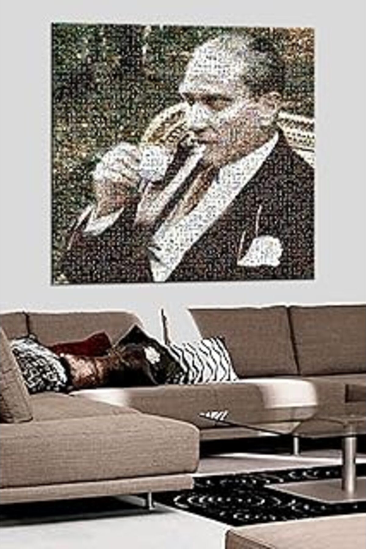 Pazarcan Talya Tablo Atatürk Kahve İçerken Mozaik 50X70 No-5614