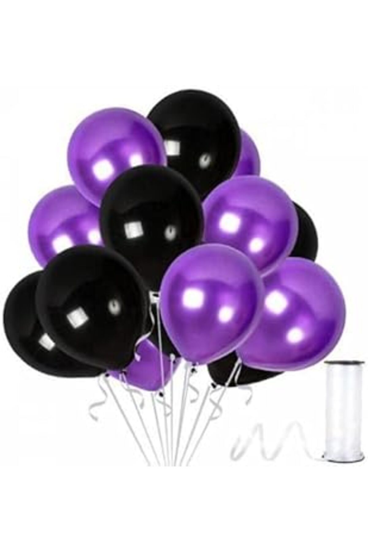 Mu Art Benim Marifetlerim - Siyah Mor Metalik Balon 12 Inch 10 Adet