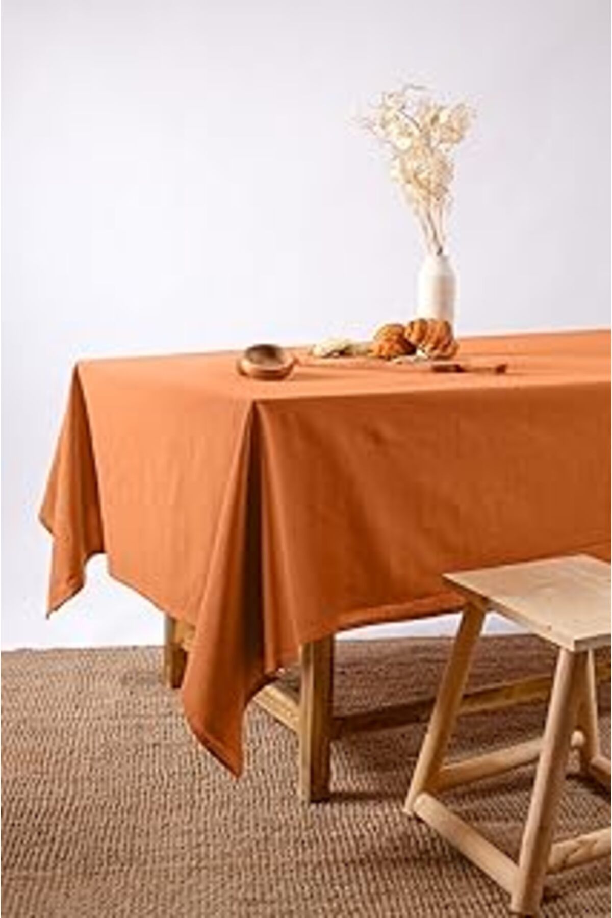 Hepta Collection W Wellstil Premium Keten Masa Örtüsü (Sofra, Sunum, Doğum Günü, Piknik) (Tarçın, 160 X 260)