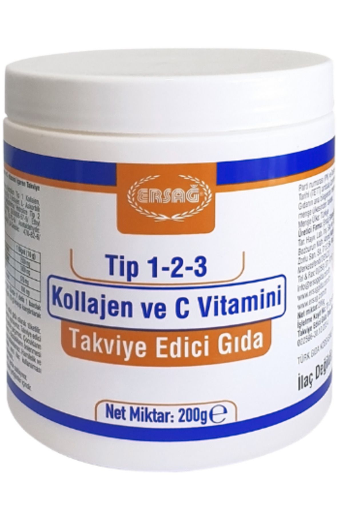 Ersağ Kolajen Ve C Vitamini 200 gr Tip 1-2-3