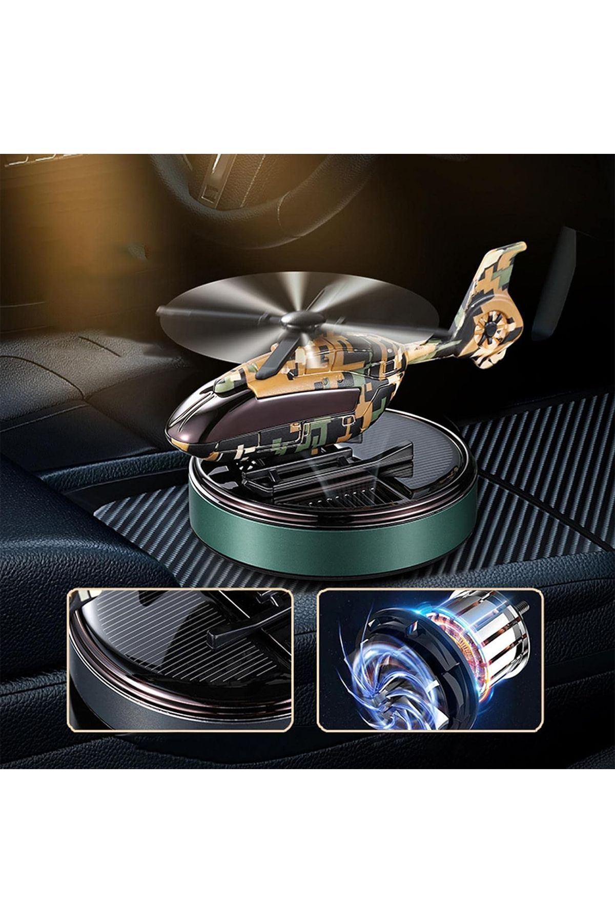 Generic-Solar-Powered Helicopter Car Air Freshener – Rotating Aromatherapy Diffuser with Copper Motor 4