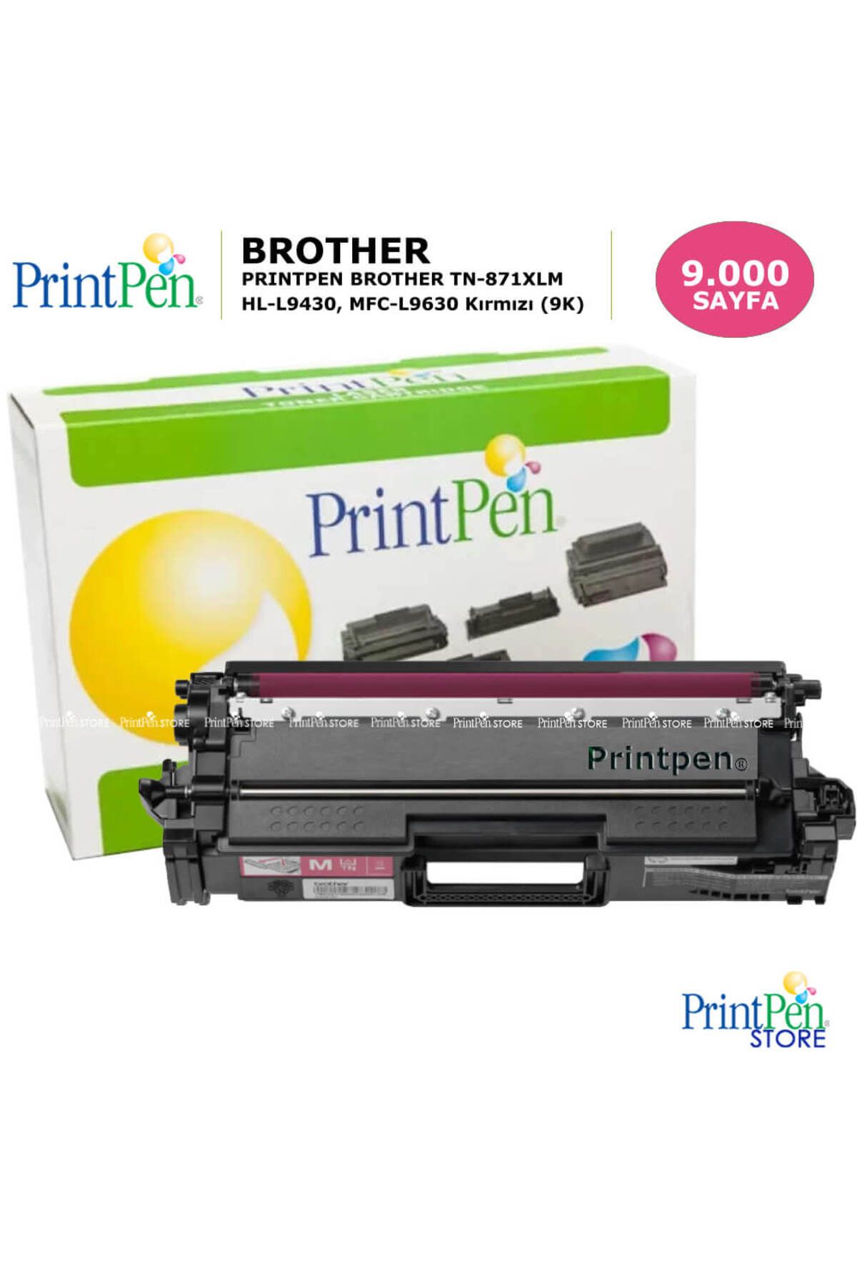 Printpen BROTHER TN-871XLM Kırmızı Yüksek Kapasite Chipsiz (9K) Muadil Toner