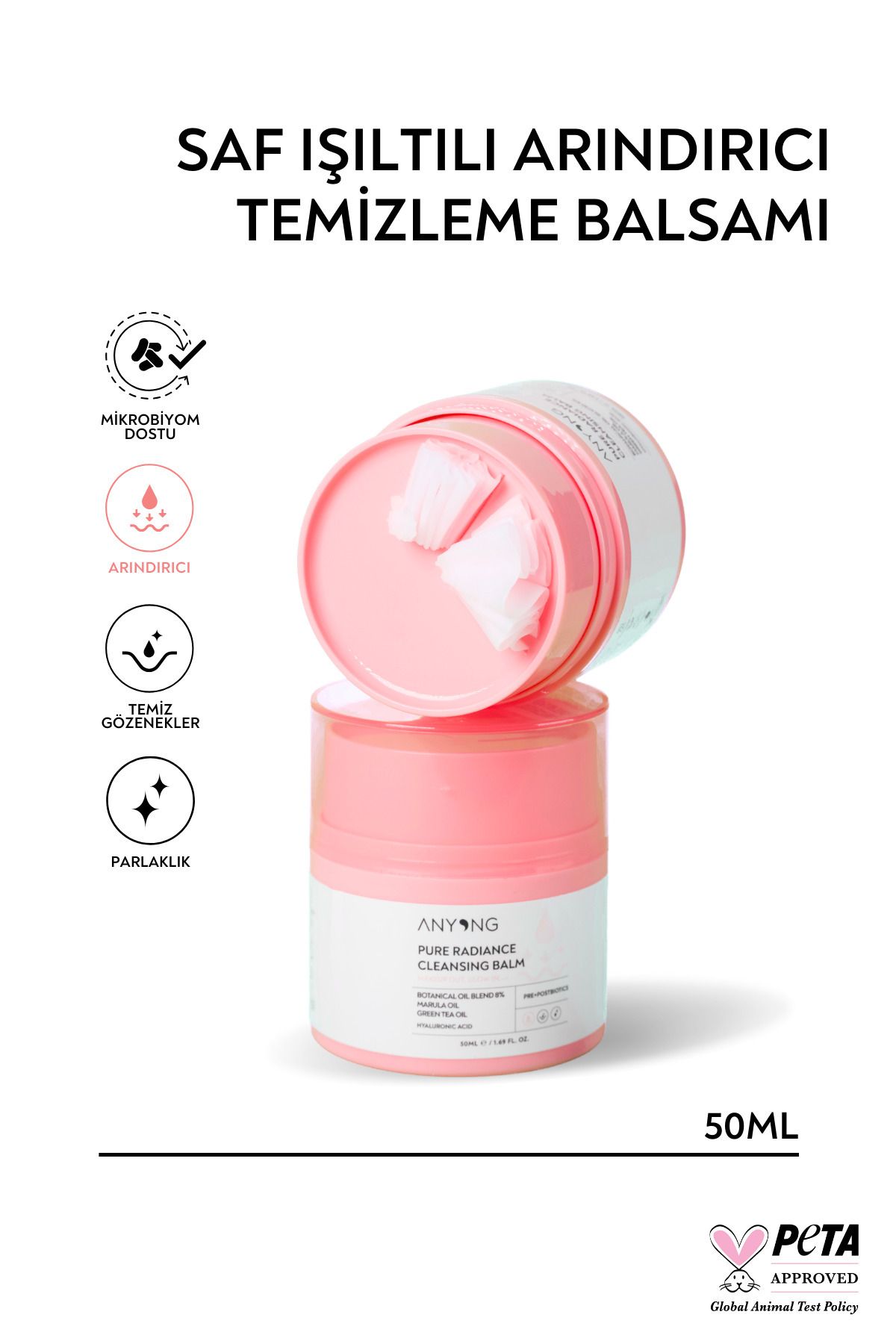 Anyong Makyaj ve Yüz Temizleme Balmı- Pure Radiance Grinding Cleansing Balm (Doğal Yağlar & Yeşil Çay)