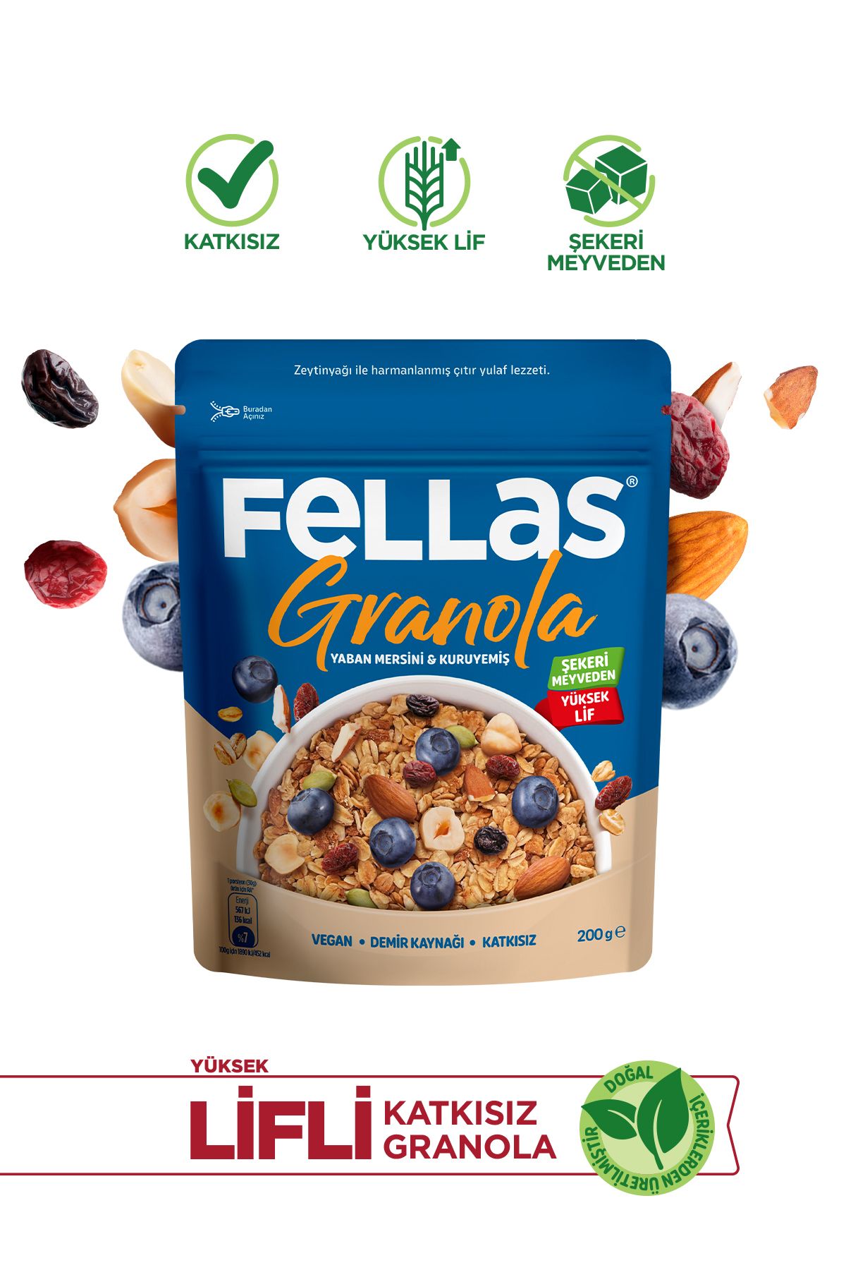 Fellas Granola - Yaban Mersini & Kuruyemiş 200g
