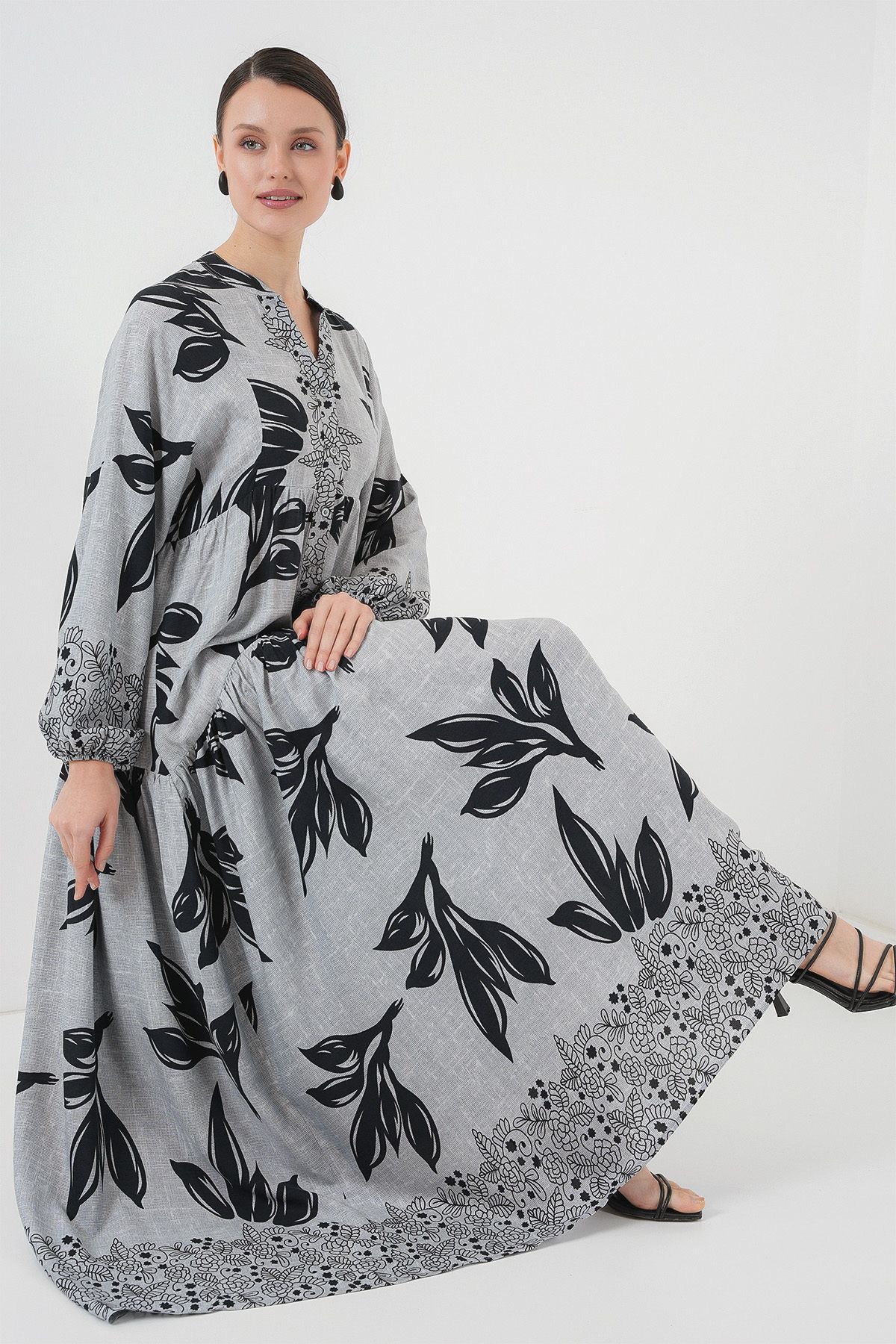 Bigdart-2423 Rochie autentică cu aspect de piatră 2