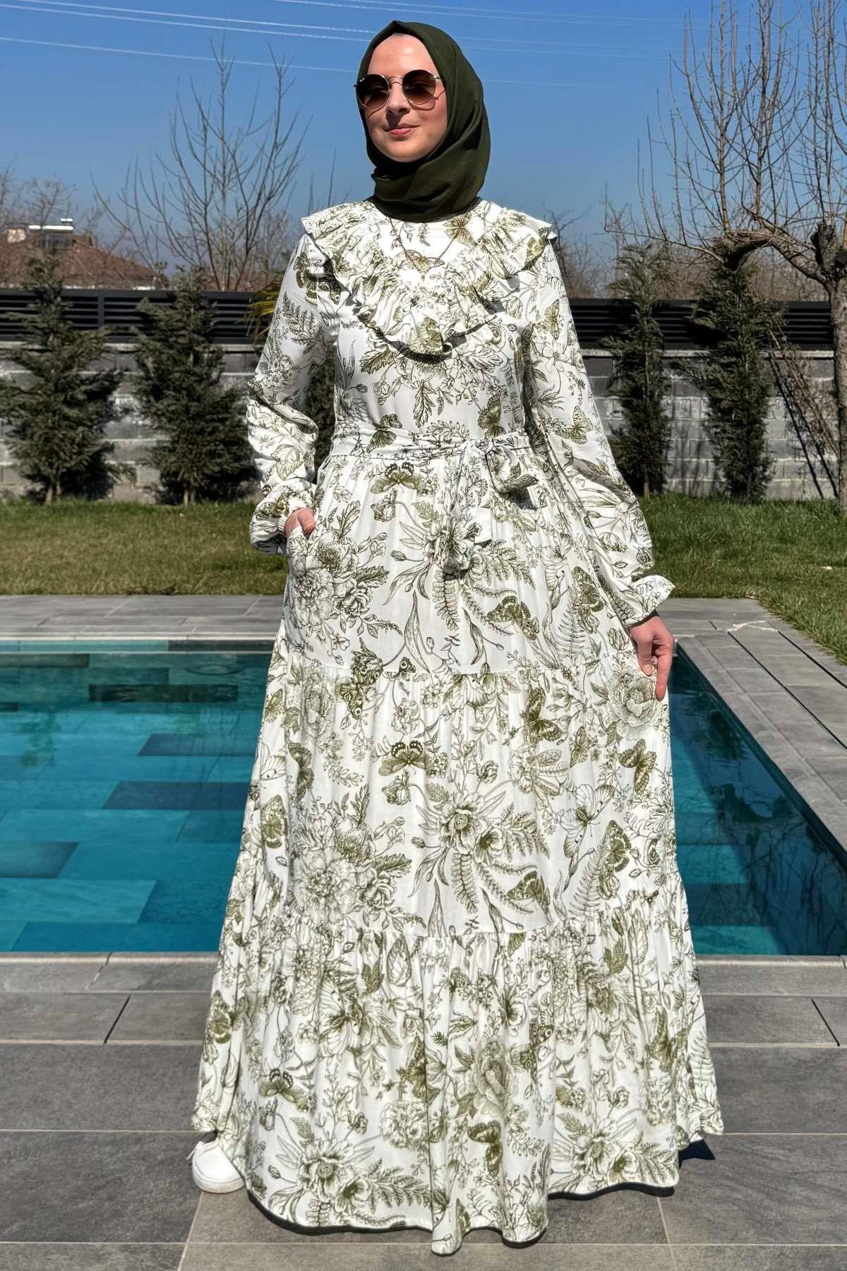Rabia Şamlı-Green Botanical Dress 1