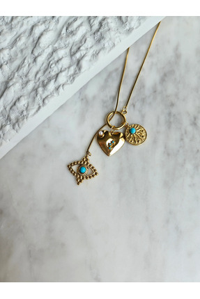 Vola Collection Çelik Gold Charm Kolye