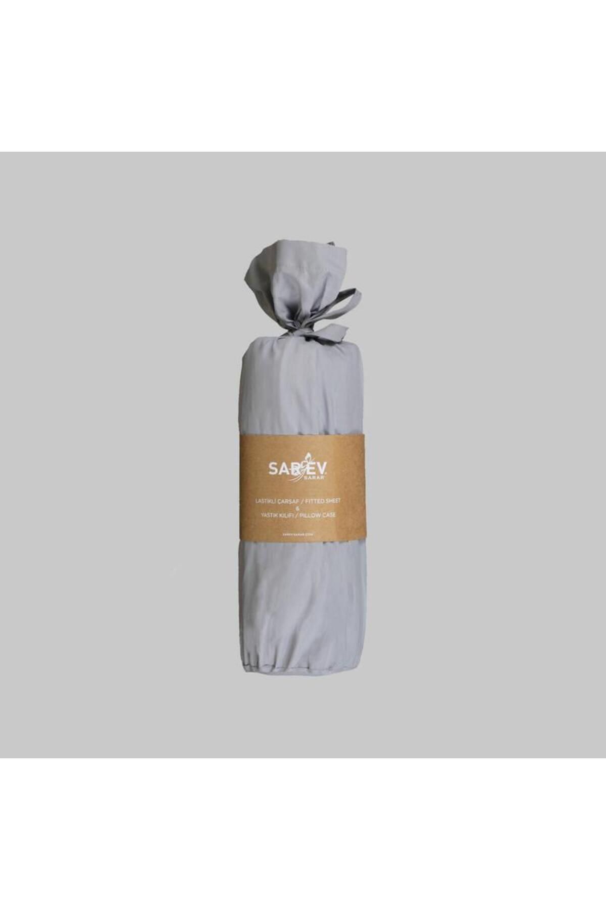 Sarev-Gray 200*200 cm 100% Cotton Oversize 2 Piece Fitted Sheet Set with Pillowcases 1