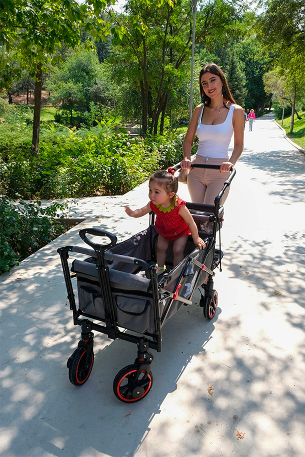 Wagon Çift Yönlü Premium Bebek Arabası Gri fotoğrafı 2 (önizleme)