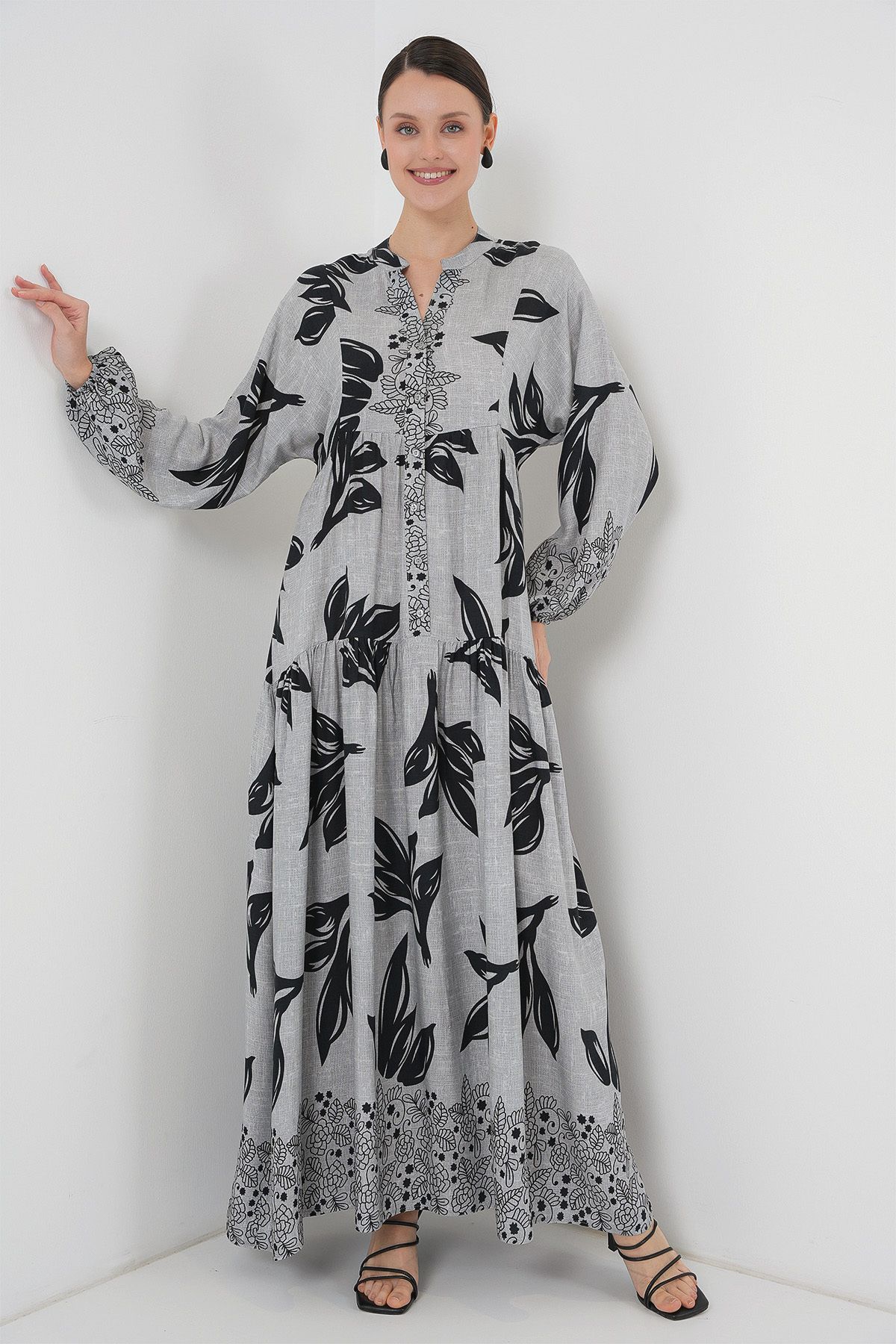 Bigdart-2423 Rochie autentică cu aspect de piatră 4