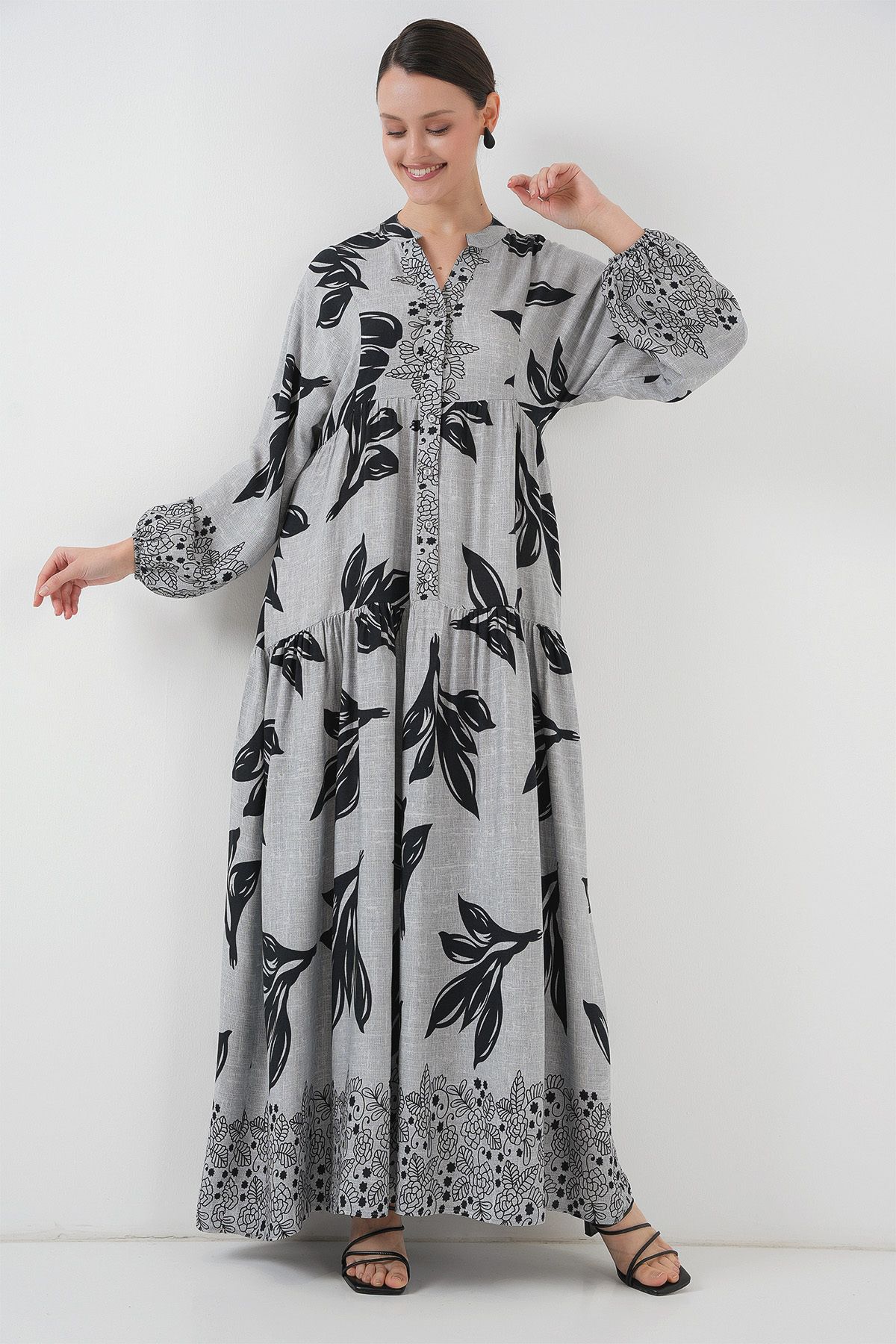 Bigdart-2423 Rochie autentică cu aspect de piatră 1