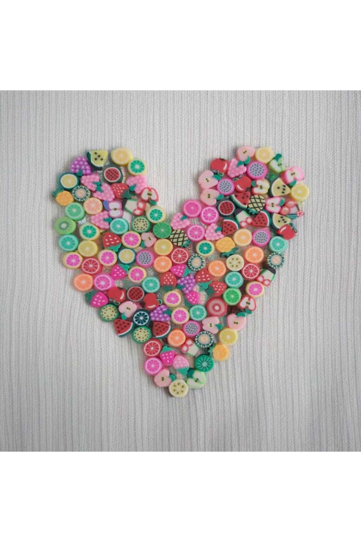 10 Adet Karışık Fimo Meyve Figürü, Takı Yapım Malzemesi,