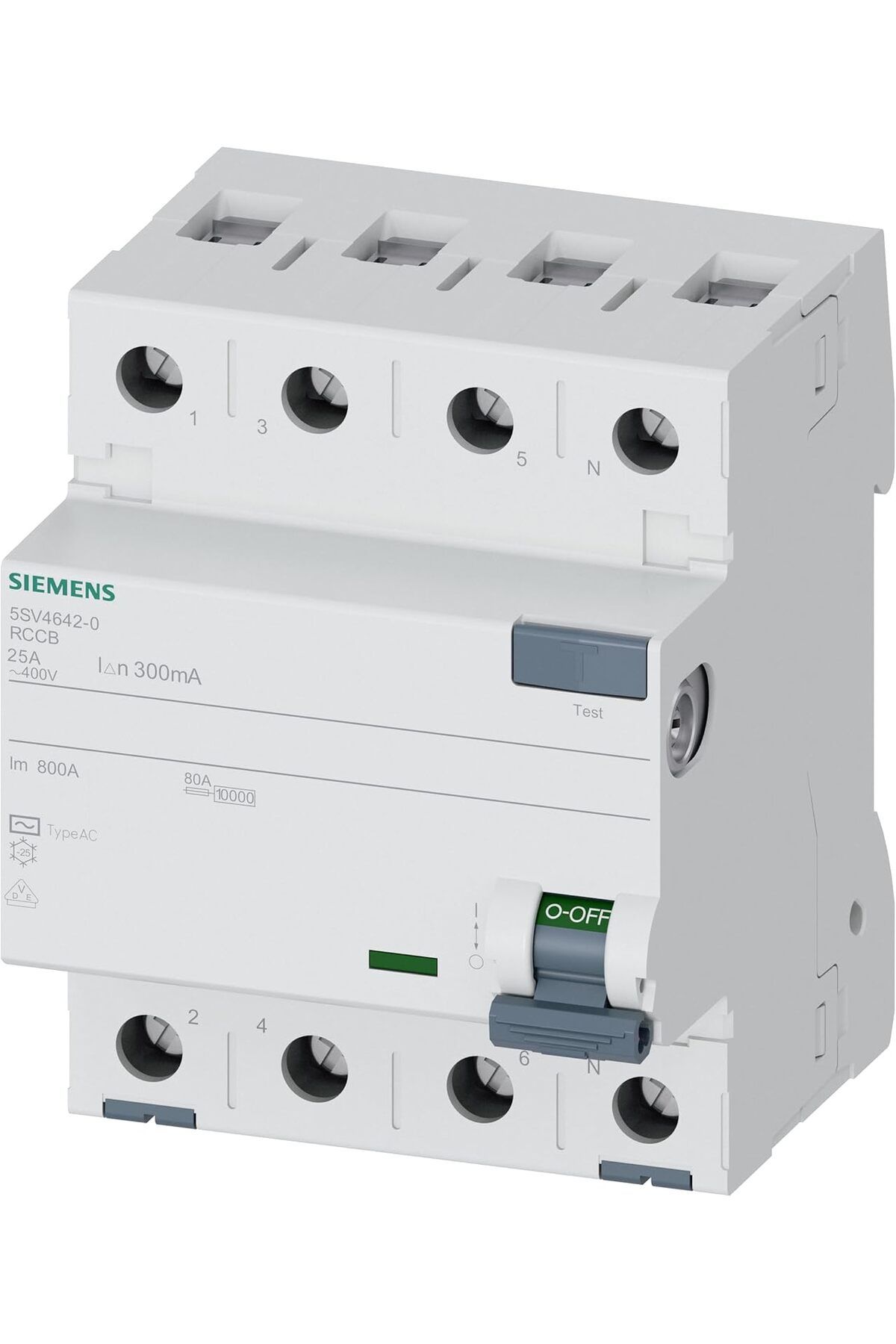 Siemens 5Sv4612-0 Hata Akımı Koruma Anahtarı-Fi (Kaçak Akım Koruma Rölesi) 25A 230V 300Ma Monofaze Faz+Nötr