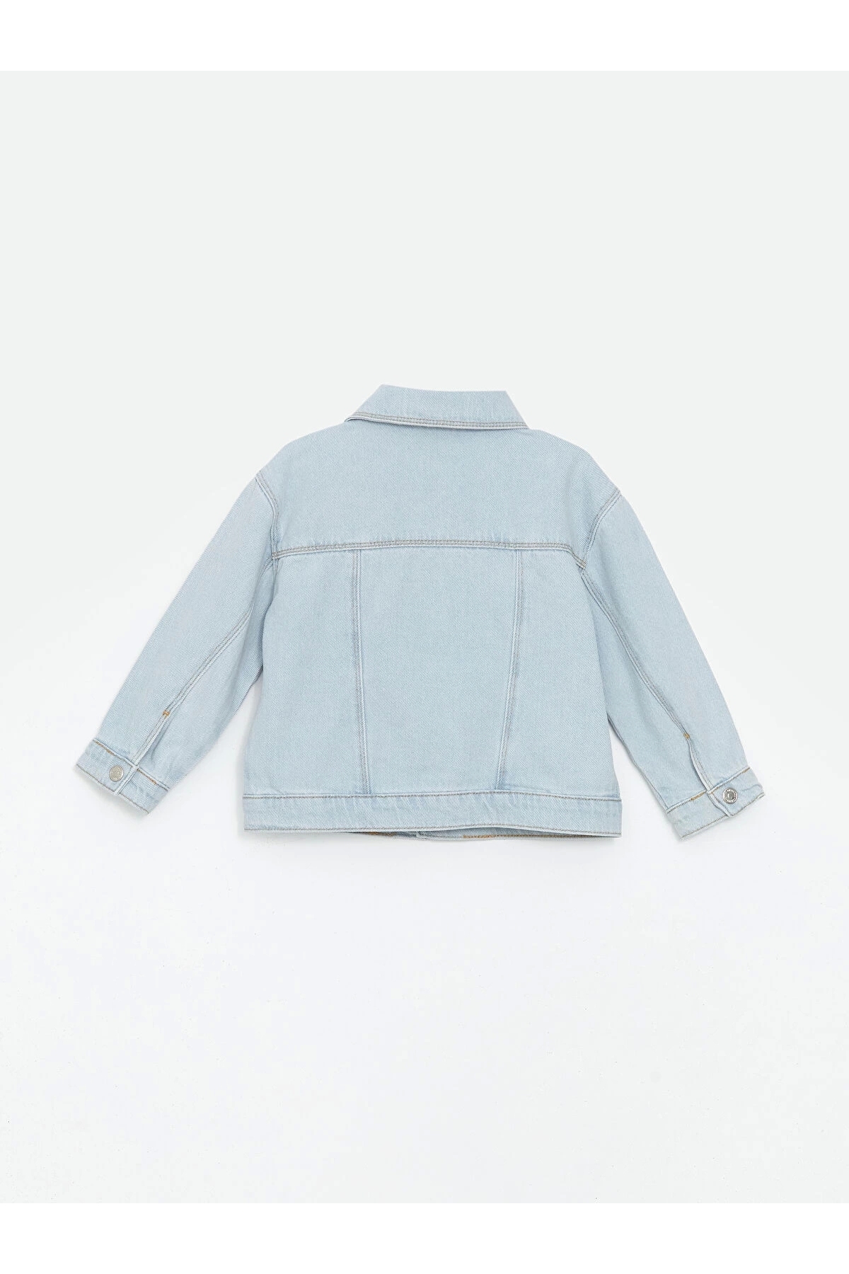 LC Waikiki Lcw Kids Mavi Gömlek Yaka Basic Kız Çocuk Jean Ceket fotoğrafı 2 (önizleme)