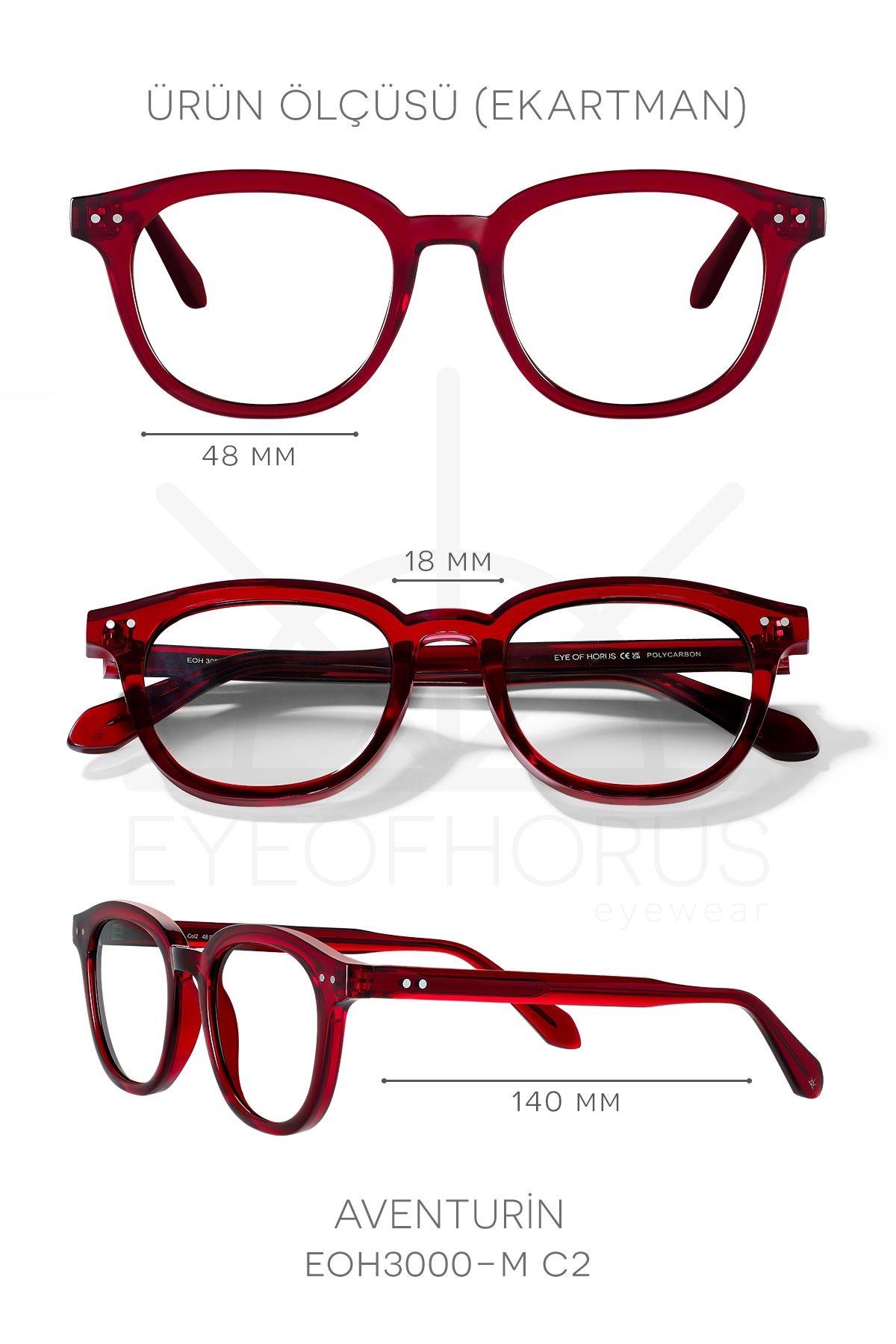 EYE OF HORUS-Aventurin-3000-M C2 Claret Red Acetate Blue Light Screen Glasses 4