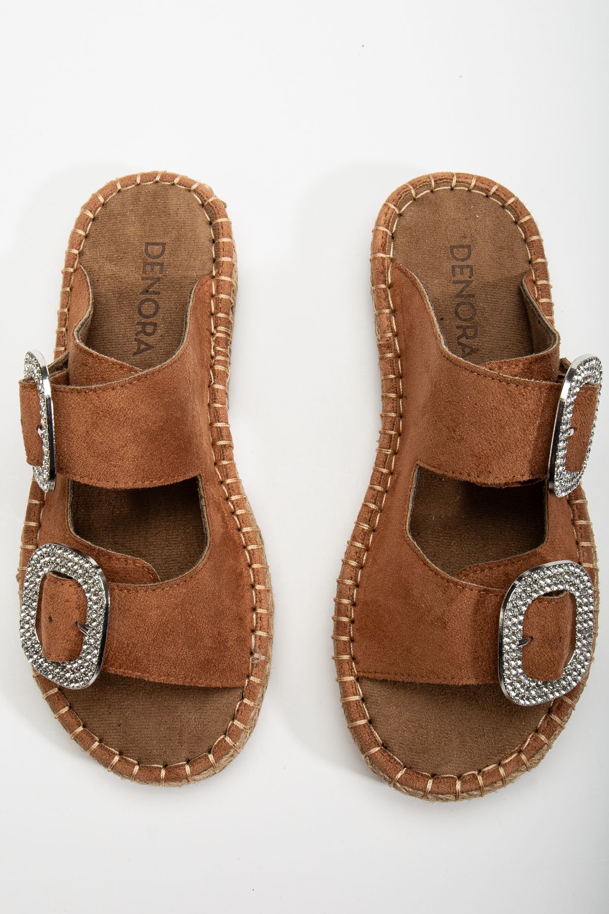 DENORA-Maro maro mat piele intoarsa talpa groasa banda de piatra espadrille talpa paie papuci pantofi 3