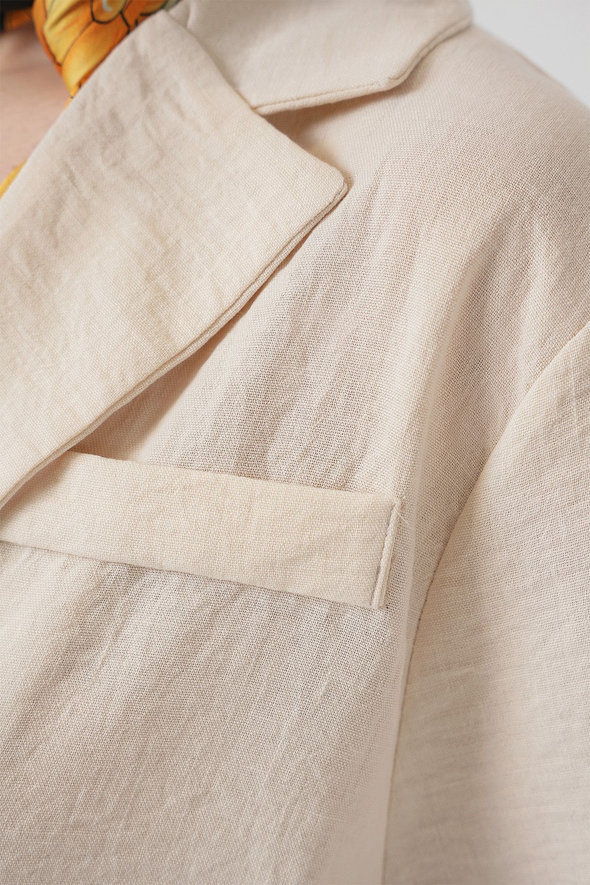 Bigdart-0706 Cream Sene Mcrop Linen Jacket 3