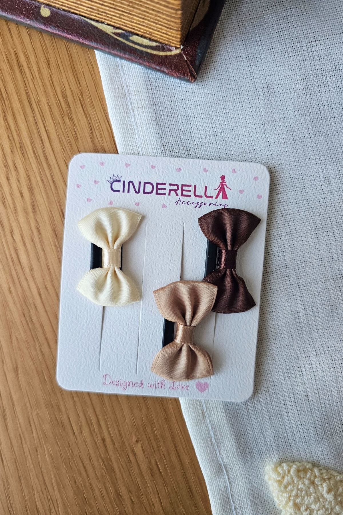 Cinderella-3-Piece Bow Soft Baby Buckle - Set of Buckles for Babies with Less Hair and Newborns 2