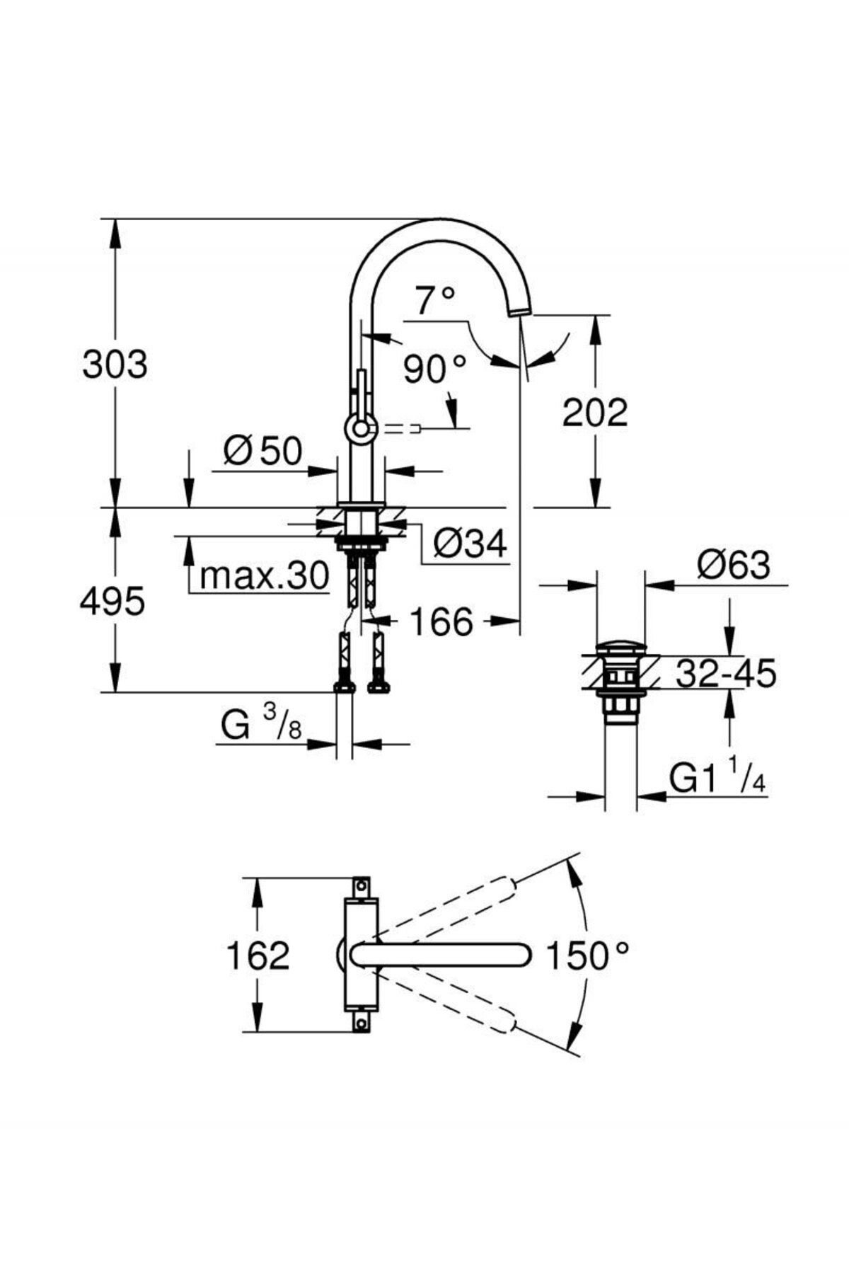 Grohe-Baterie lavoar Grohe Atrio 21022AL3, 3/8 inch, pivotanta, evacuare push to open, Grafit 2