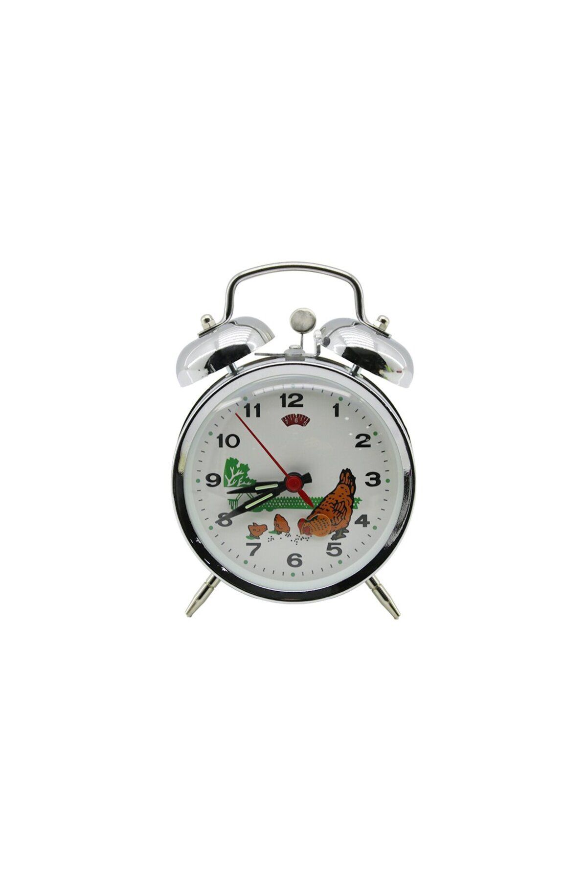STOREMAX ysstorex TAVUK YEM YEMELİ MEKANİK KURMALI MASA ÇALAR SAAT SİLVER - GÜMÜŞ CLKN-1783