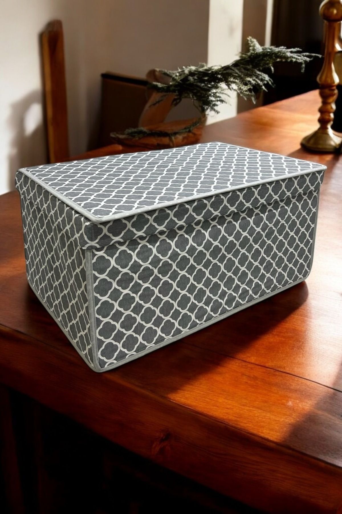 VAYBE-Mega Multi-Purpose Storage Box, Box Storage, Box, Organizer, Toy Box Gray Chain Pattern 40x60x30 2