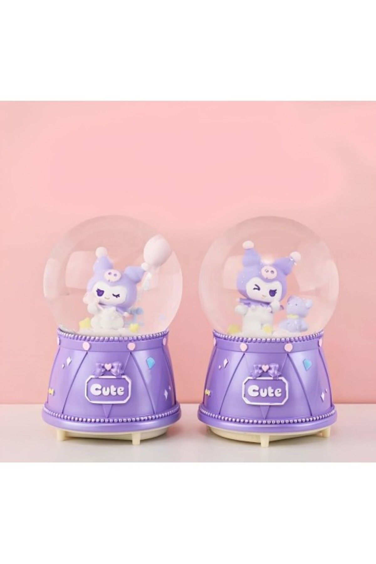 Mu Art Ahşap Kuromi Işıklı Müzikli Kar Küresi Orta Boy Model 3