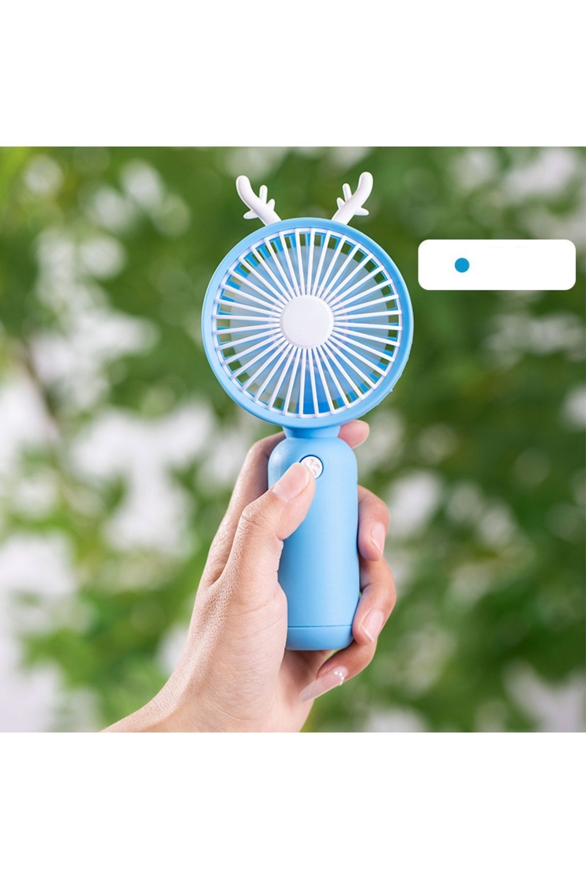 Livava Kulaklı Mini Fan, Usb li ve Şarj Edilebilir, Mavi, 19x8