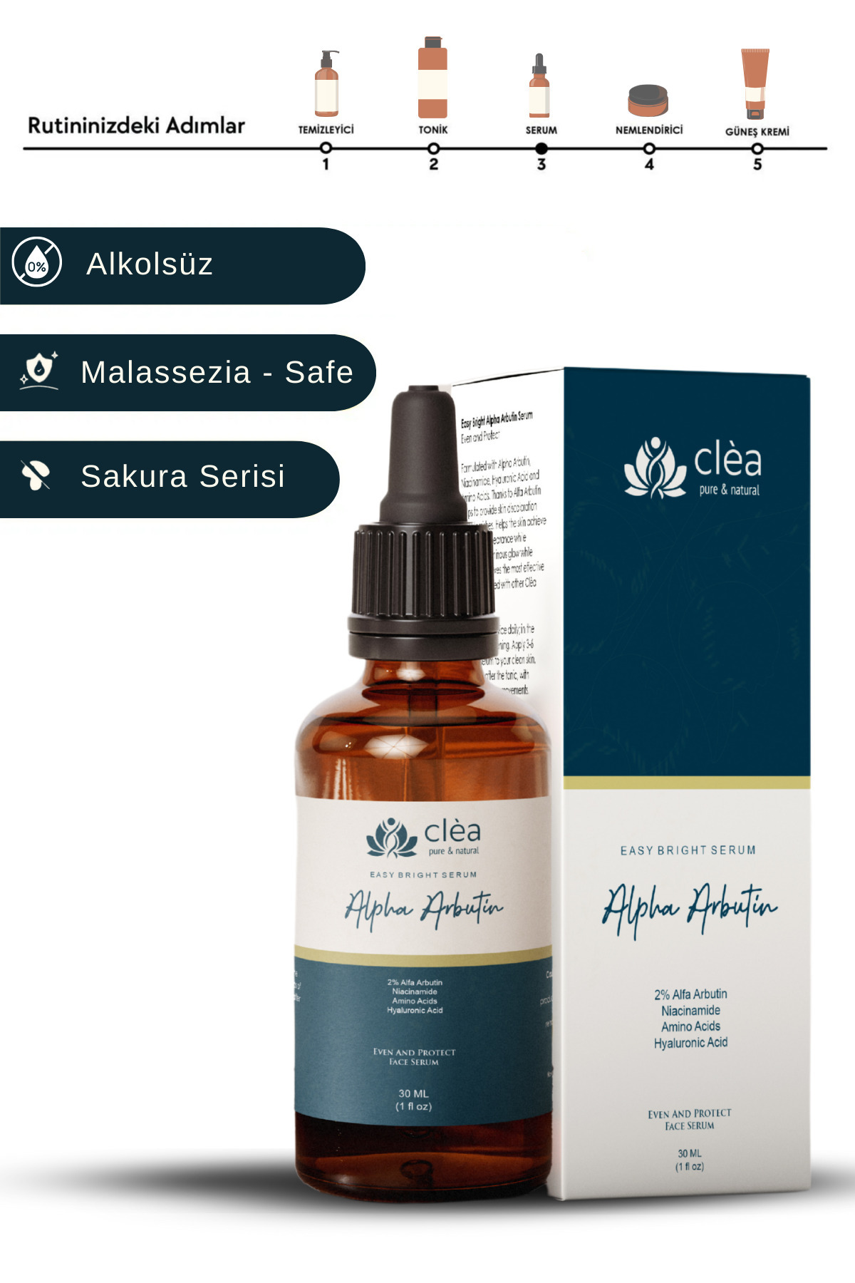 Clea Alpha Arbutin - Leke Karşıtı Onarıcı ve Aydınlatıcı Serum - (2% ARBUTİN) — CL54 — تصویر 3 از 5