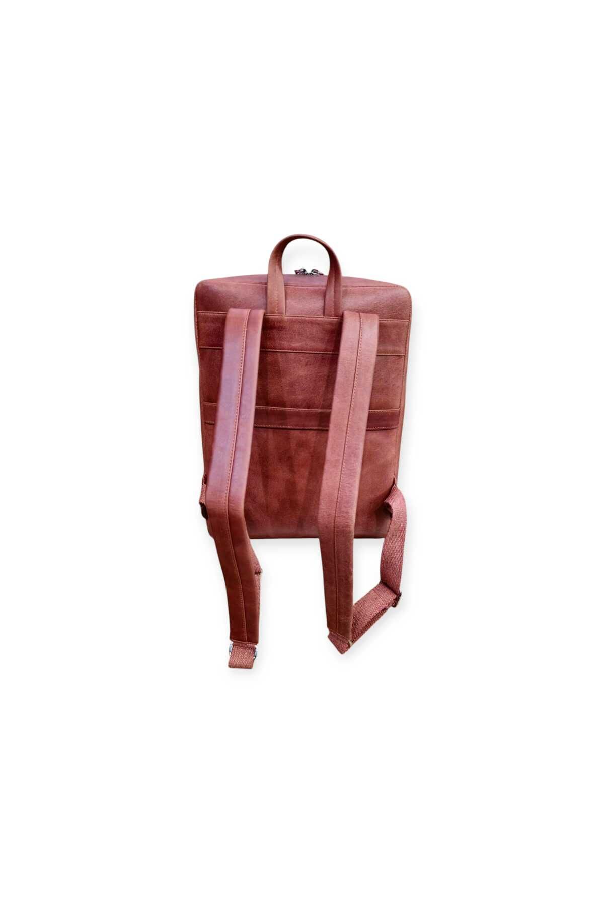 کوله پشتی مردانه و زنانه کاشی باستانی چرمی واقعی یونیسکس Veskemann
