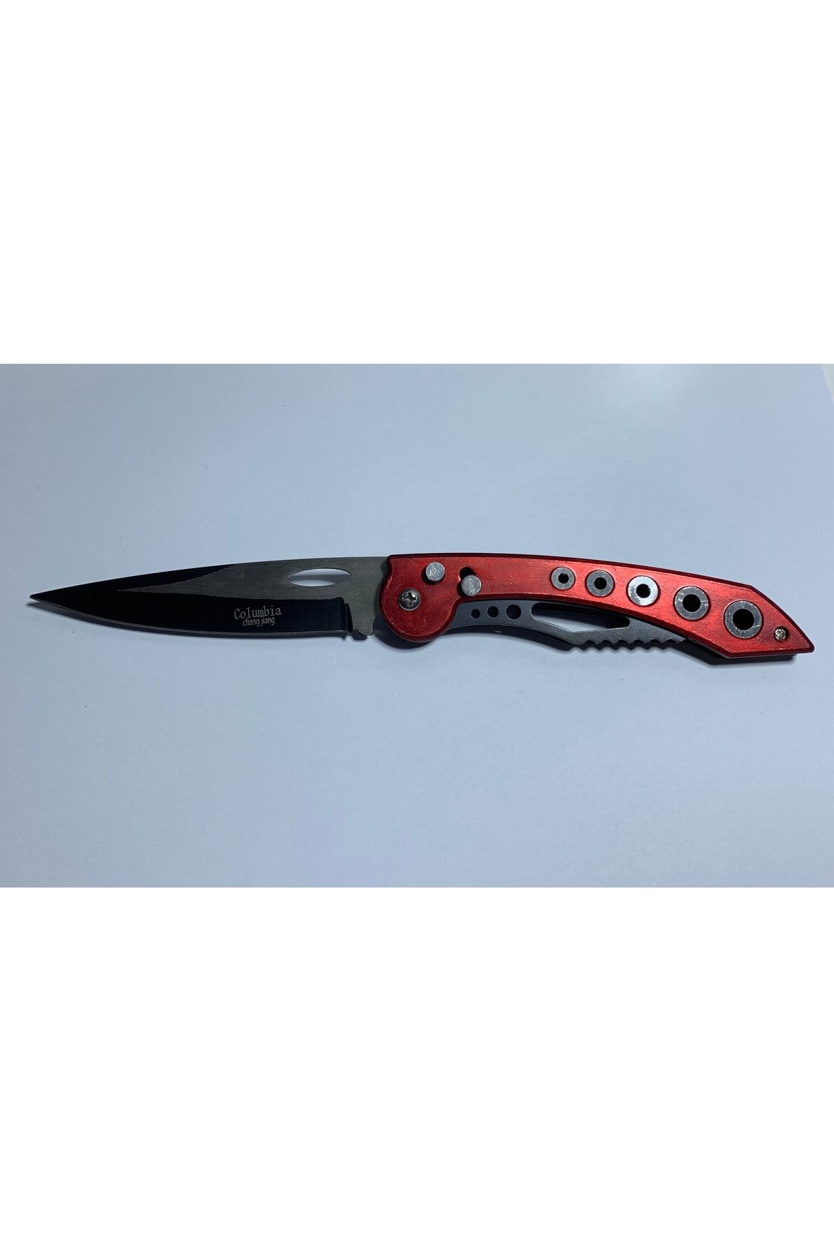 abnturk 22cm Katlanır Kırmızı Renk Kamp Çakısı Pratik Açılan Dağcı Outdoor Çakısı Avcı Bıçağı