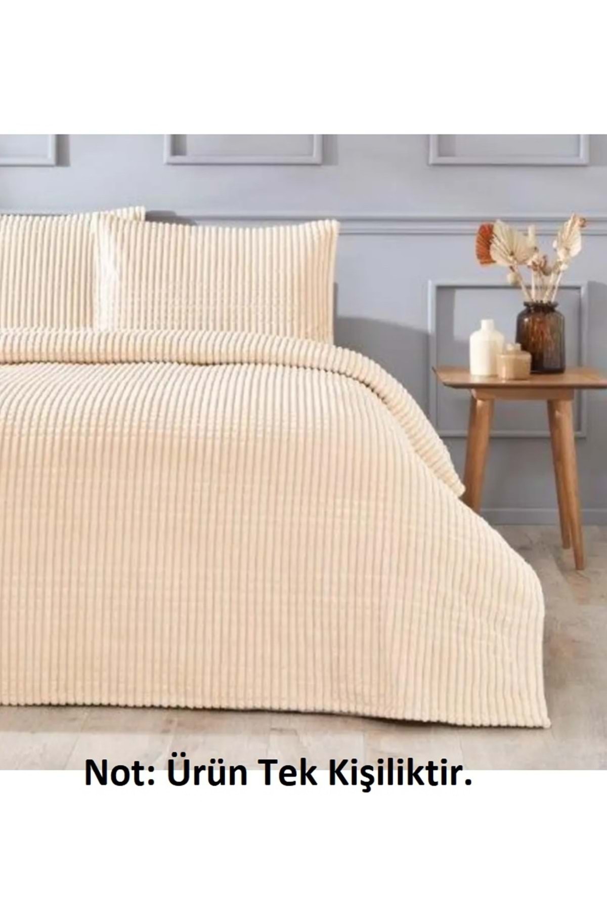 Merinos-Modern Line Single Blanket Set (150X220)-Mocha 2