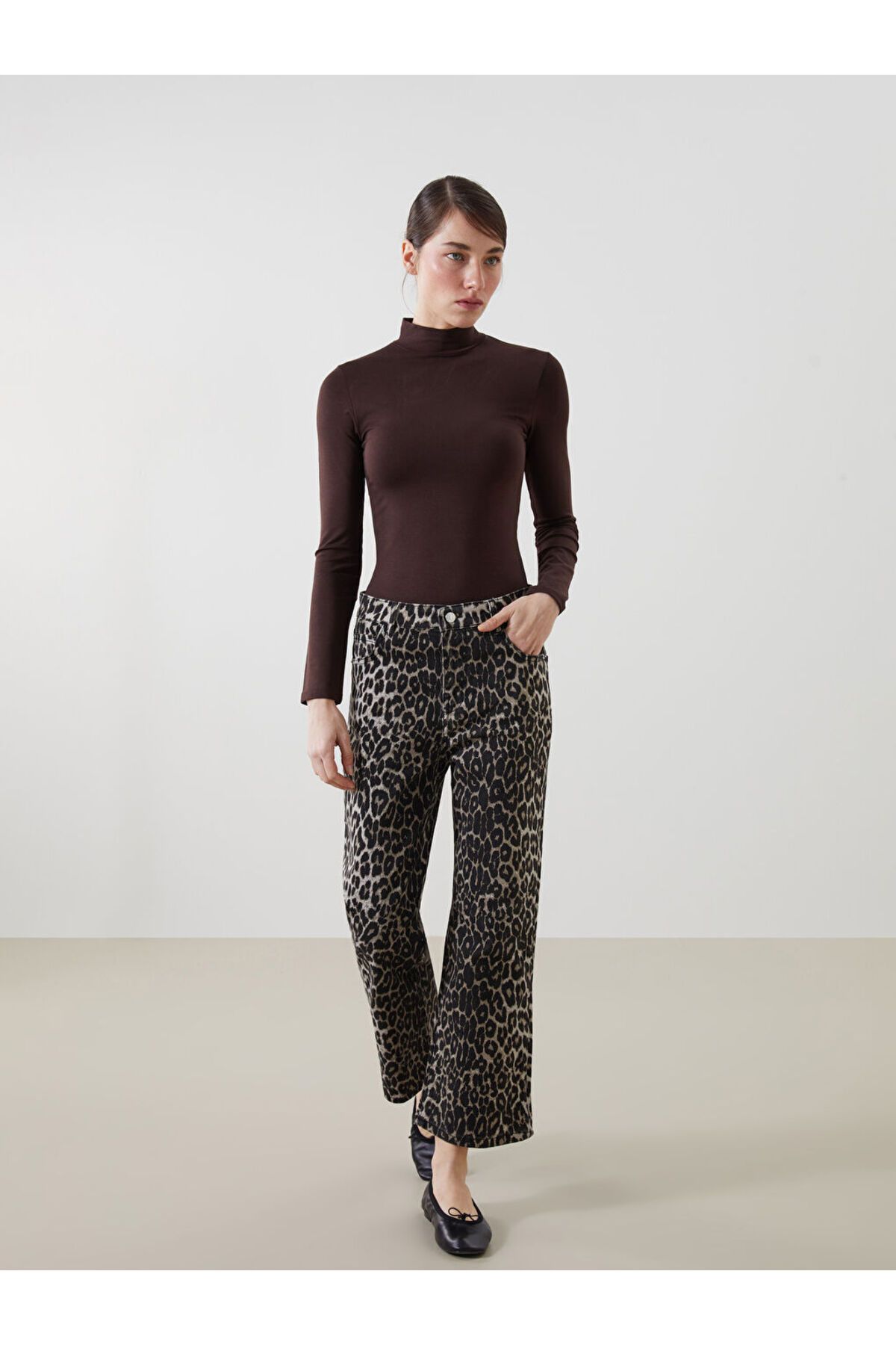 LC Waikiki Flare Leopar Desenli Kadın Jean Pantolon