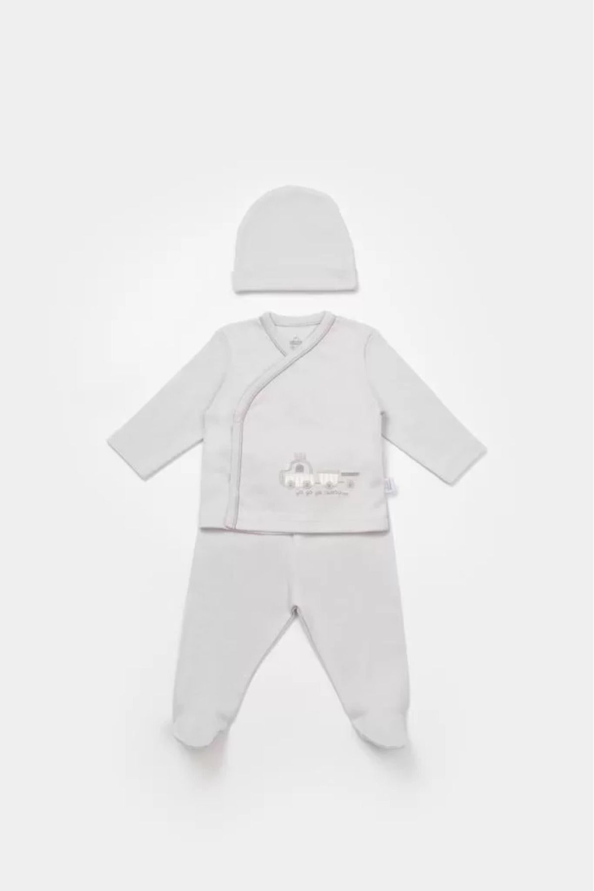 RUBY BOUTİQUE Bimini Canvas Trains Boy 3'lü Set Grey