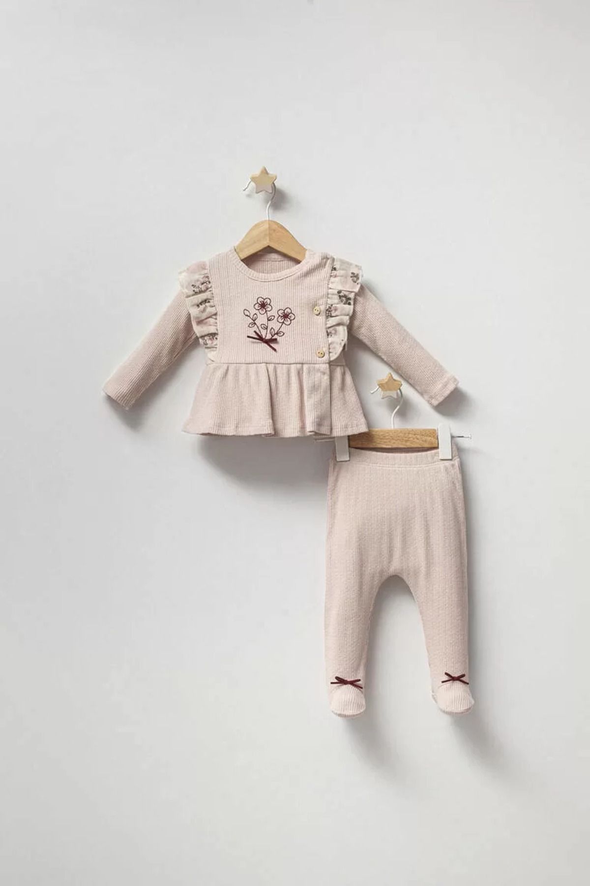 RUBY BOUTİQUE Baby Vintage Rose Zıbın Takım Pudra