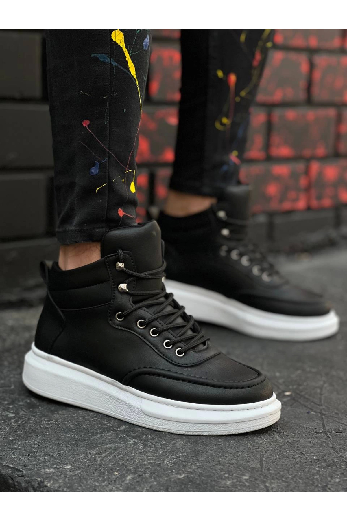 ahsun KB-0994 Kuback Siyah Cilt Yüksek Taban Erkek Bilek Bot