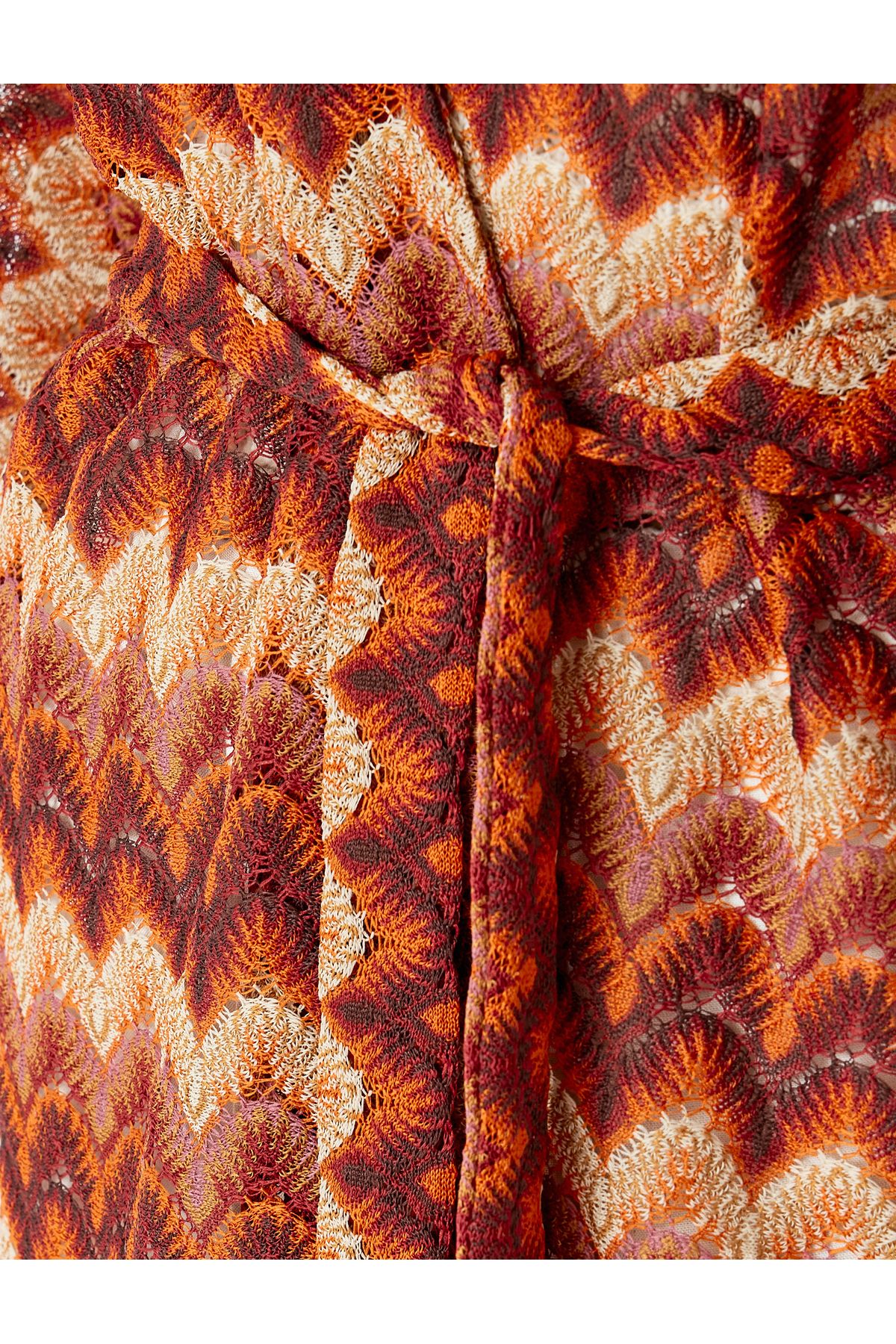Koton-Long wide sleeve belted patterned long kimono. 6