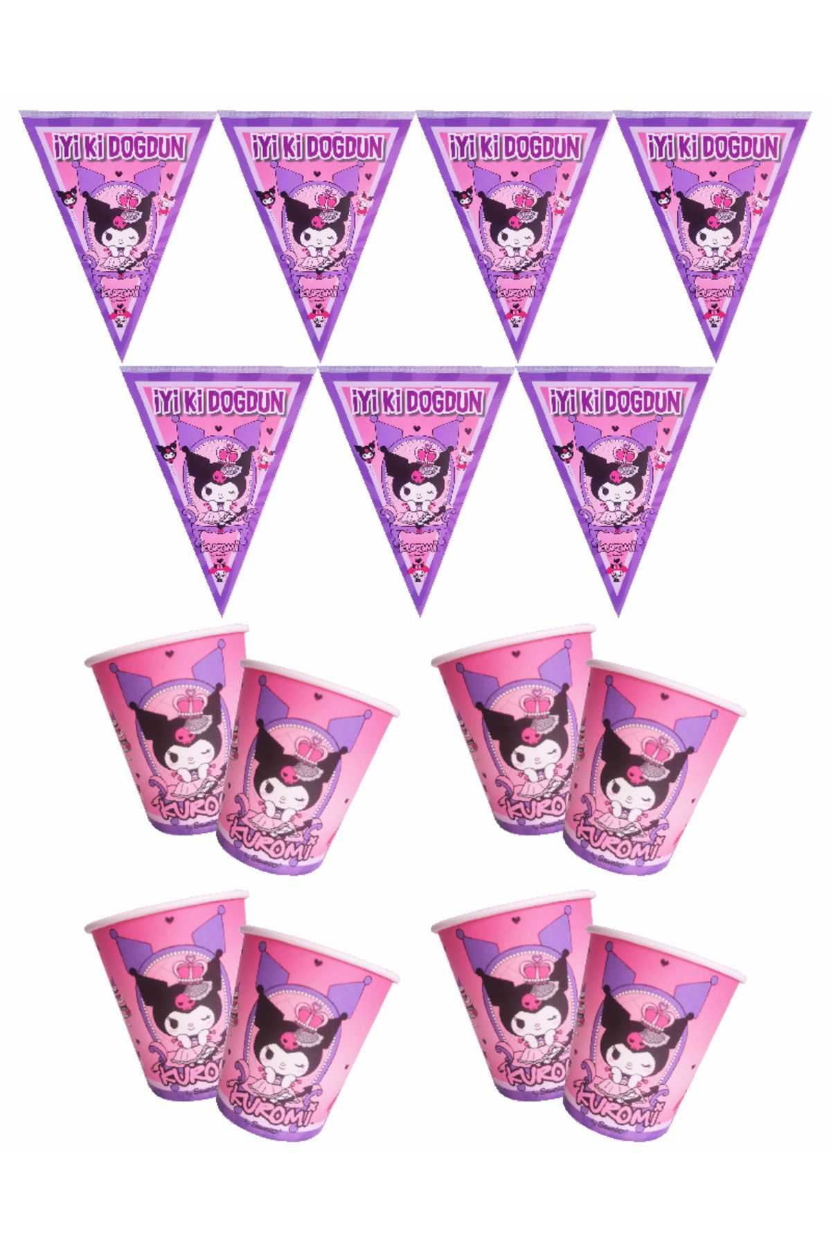Masal Şekerleme-Kuromi 8Th Birthday Banner Set with Cake Decoration Also Included 3