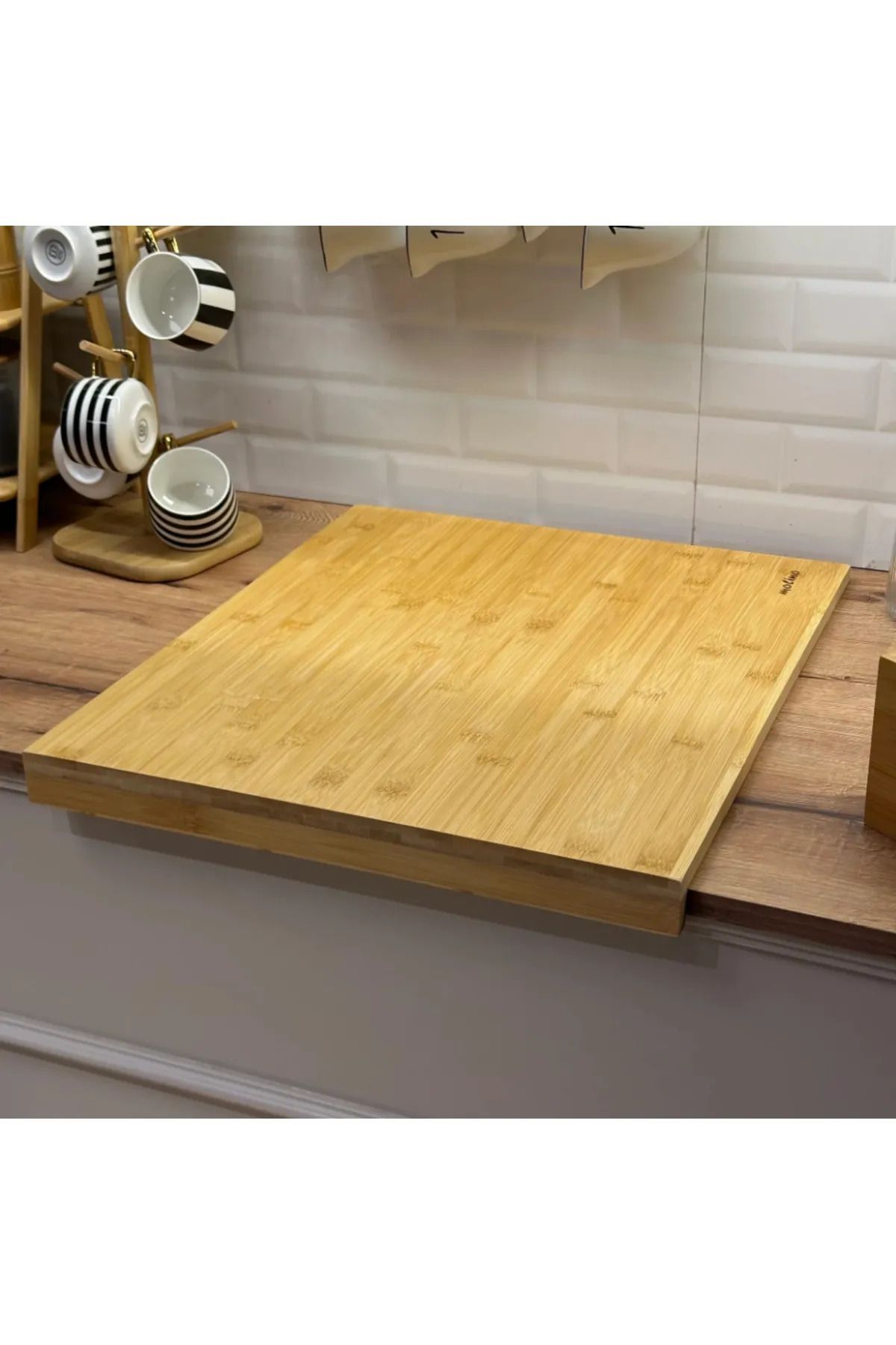 STFAST-Bamboo Cutting Board with Large Size Edge, Dough Rolling and Countertop Non-Slip 3