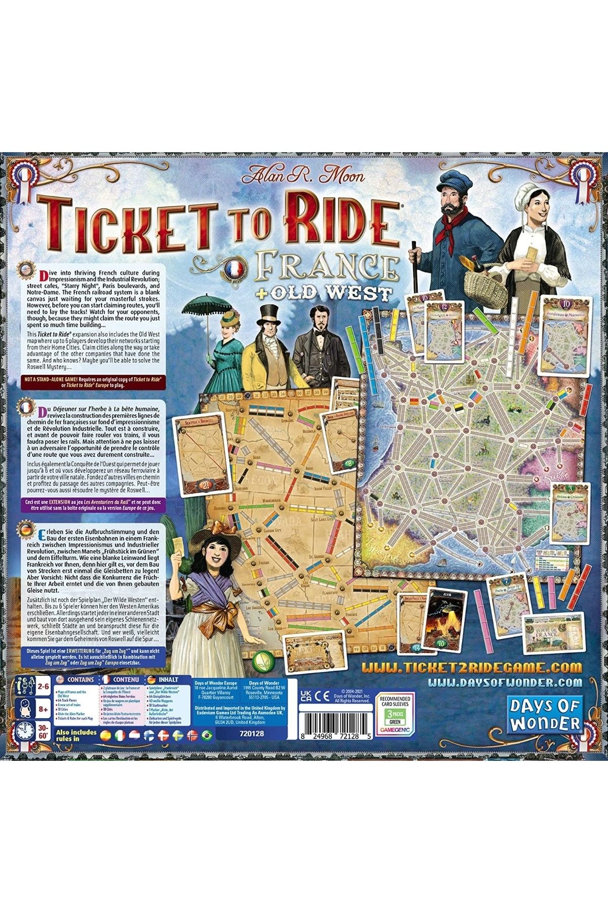 Asmodee-Board game Ticket to Ride Map Collection France & Old West, expansion, English language 2