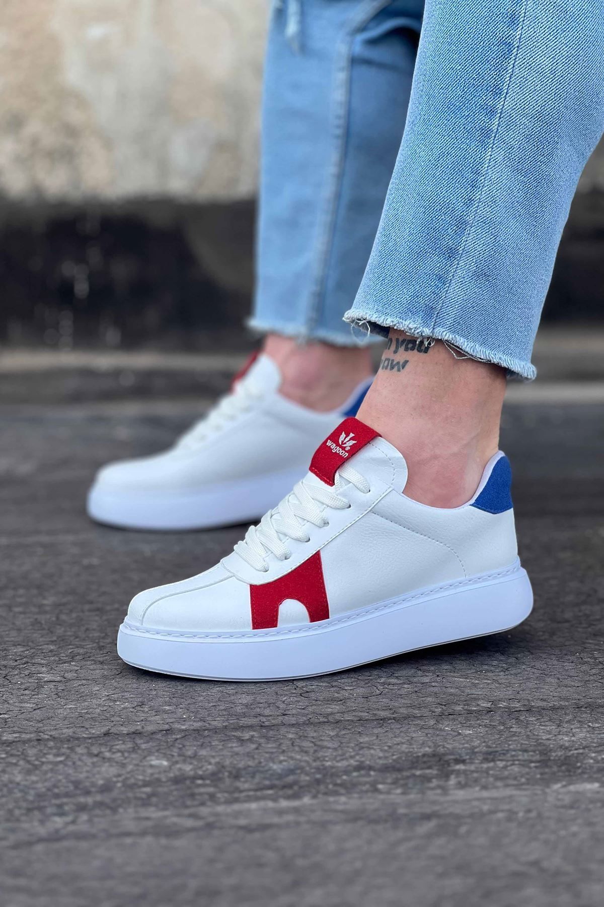 35AVM WG040 Beyaz Kırmızı Erkek Casual Ayakkabı