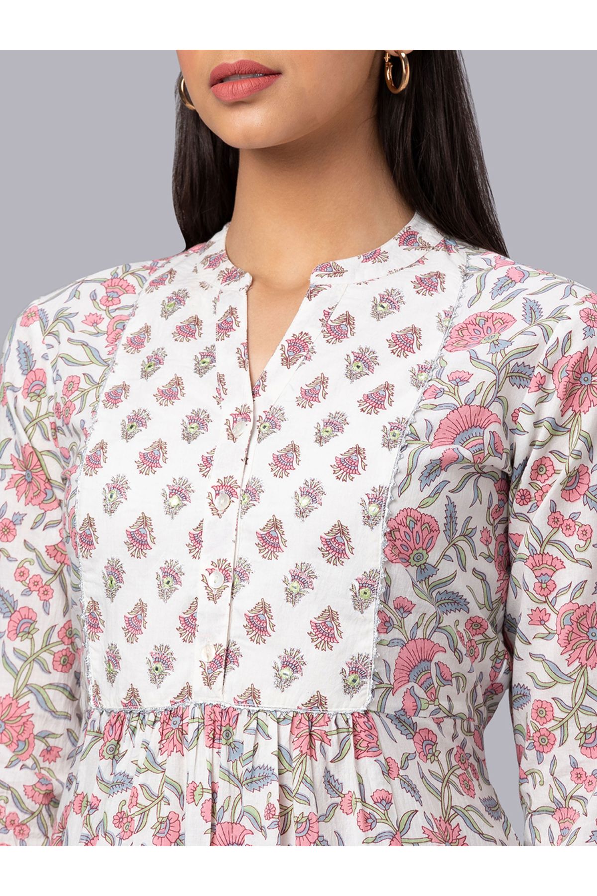 Globus By Styli-Mandarin Collar Printed Kurta with Trousers Set 5