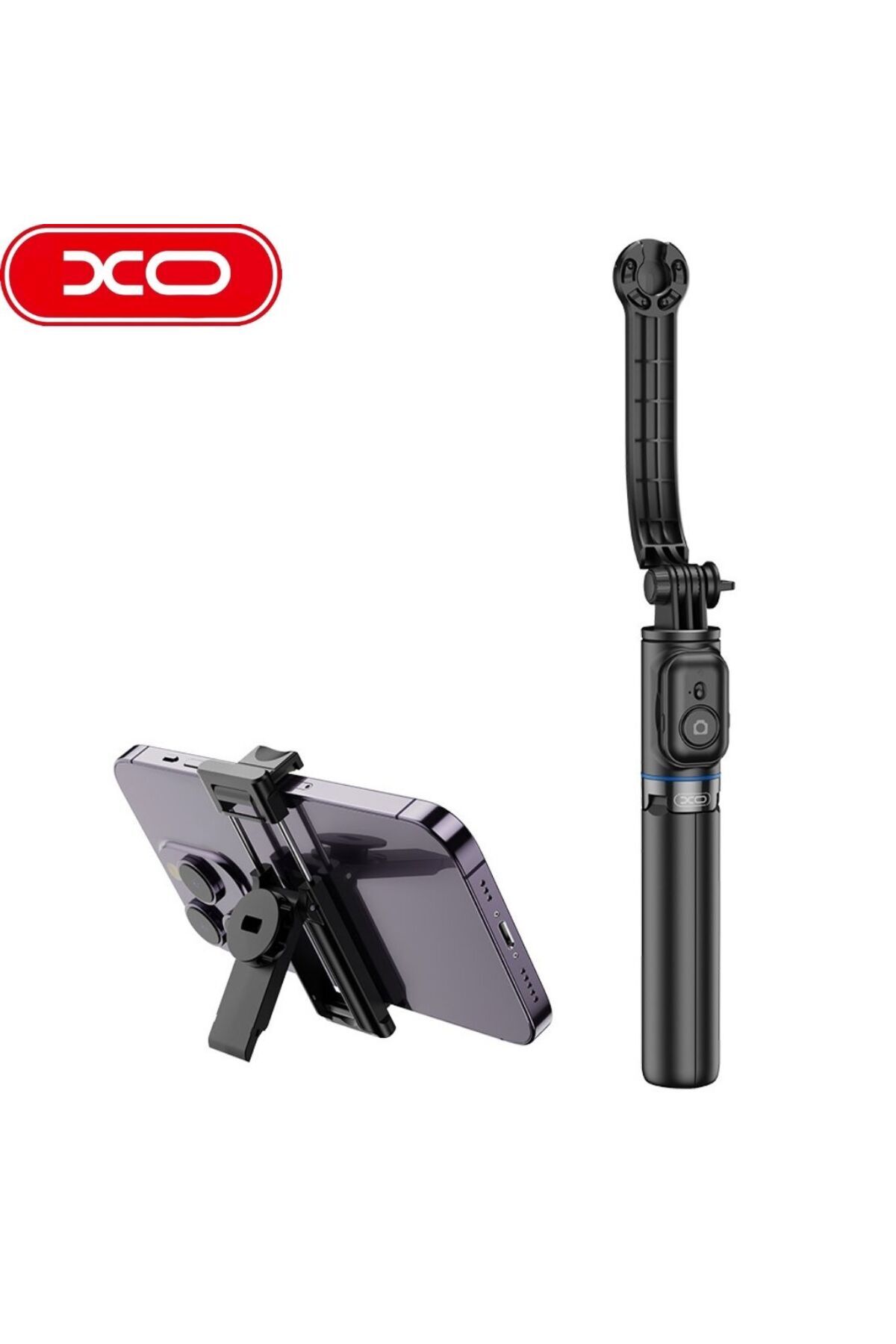 Xo-عصا سيلفي SS13 مع حامل ثلاثي القوائم 3 في 1 بطول قابل للتعديل (17 سم - 106 سم)، 360 درجة °   اللوح الأمامي، مع جهاز التحكم عن بعد 4