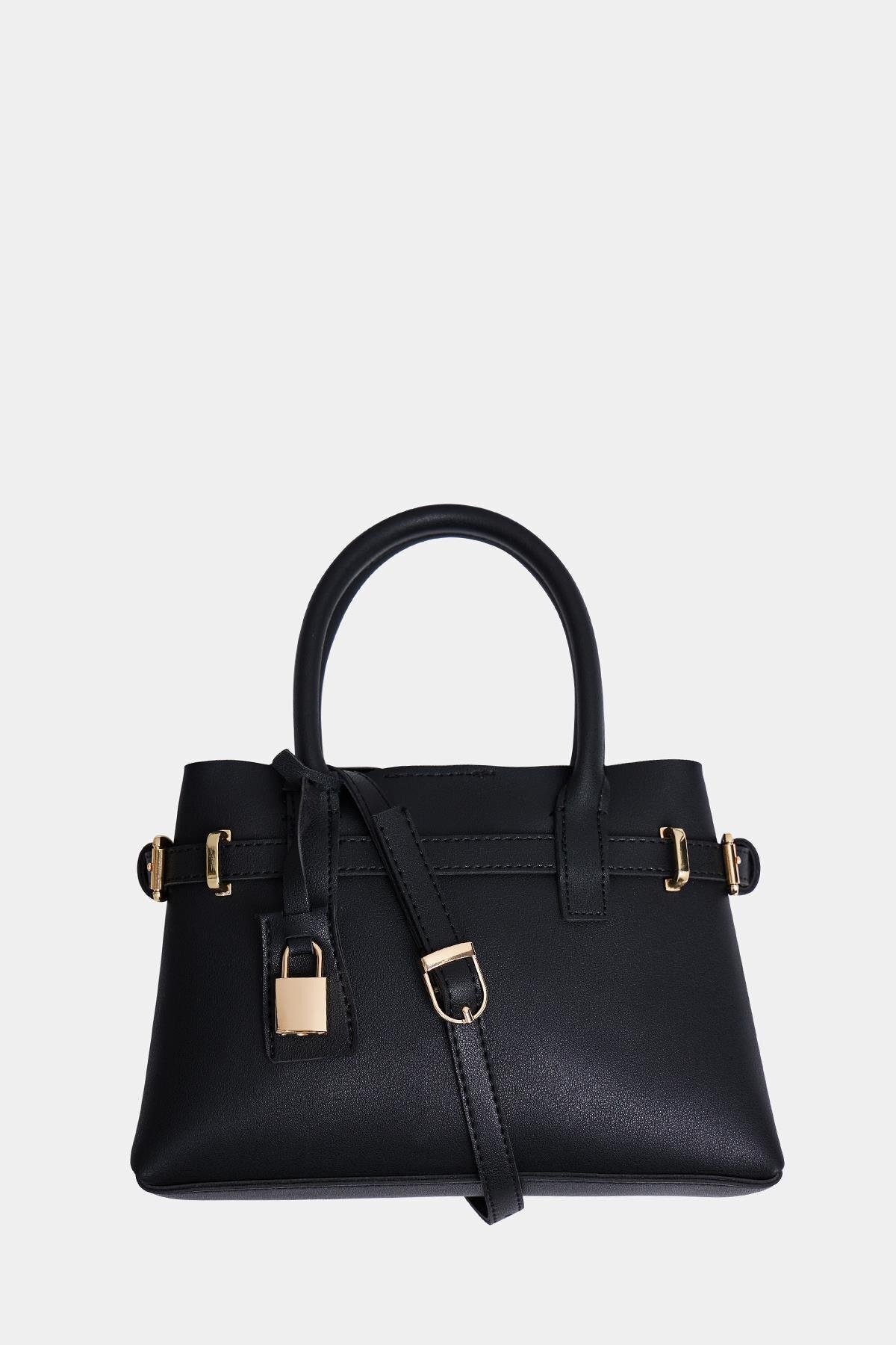 Madamra-Schwarze Mini-Hand- und Umhängetasche für Damen mit Schloss 3